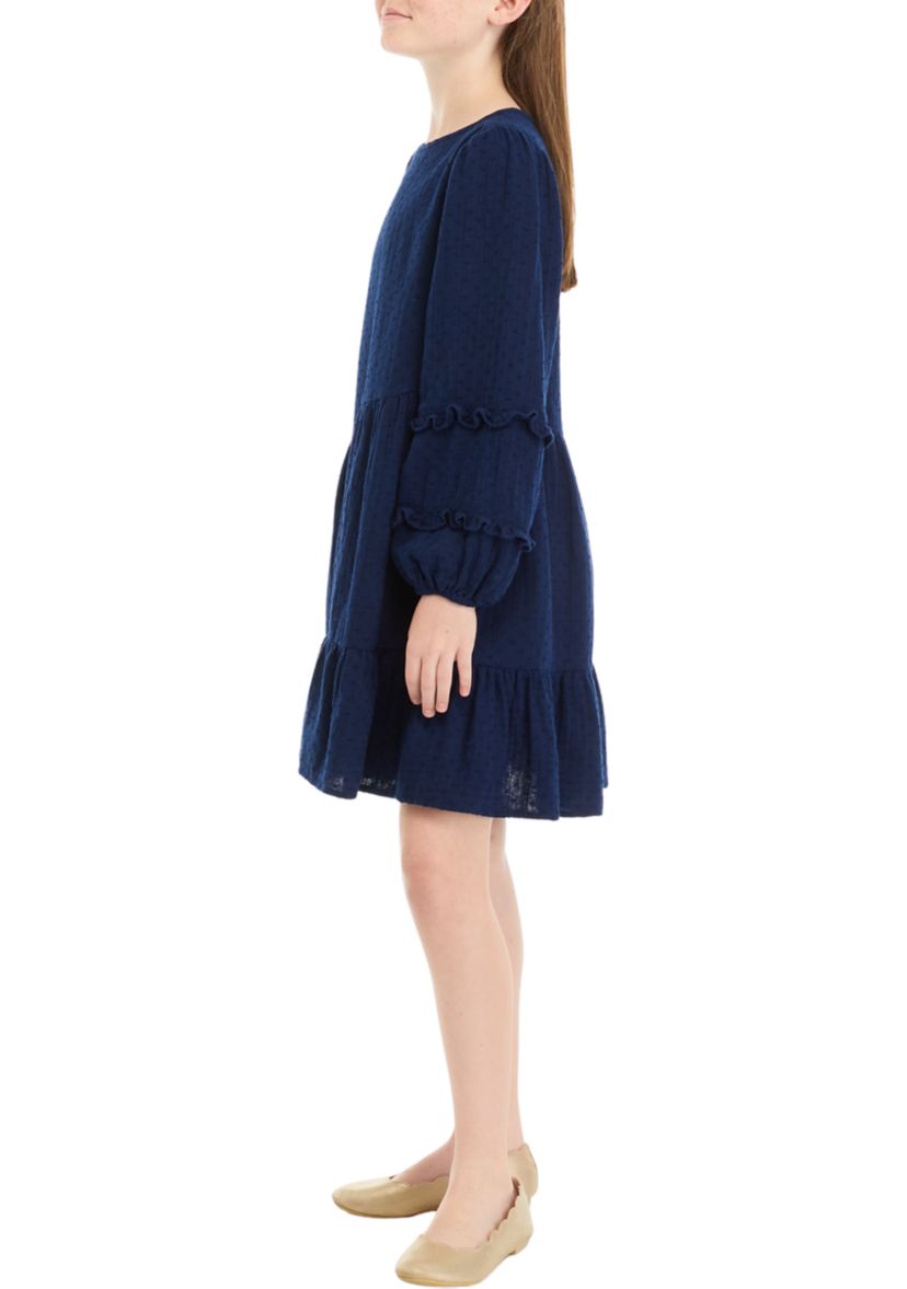 Girls 7-16 Clip Dot Asymmetrical Dress