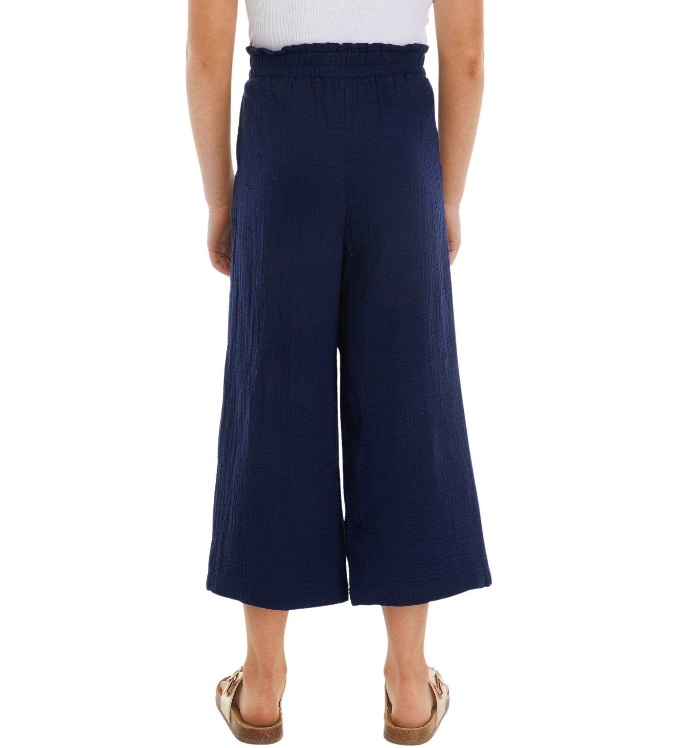 Girls 7-16 Wide Leg Pull On Cropped Pants with Bow