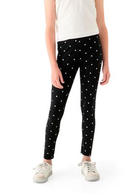 Crown & Ivy Girls 7-16 Printed Leggings, Black, Medium