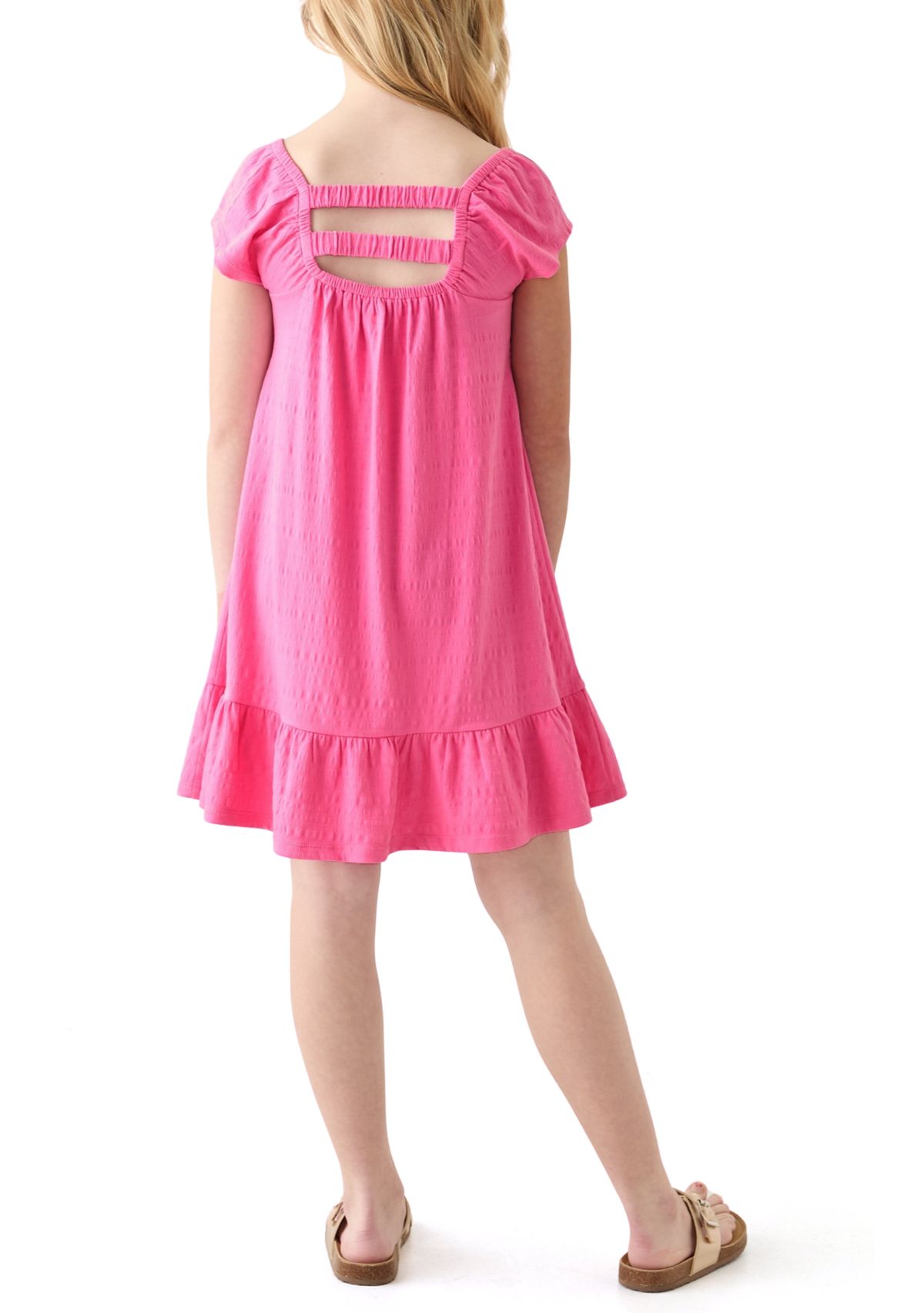 Girls 7-16 Smocked Crinkle Knit Dress