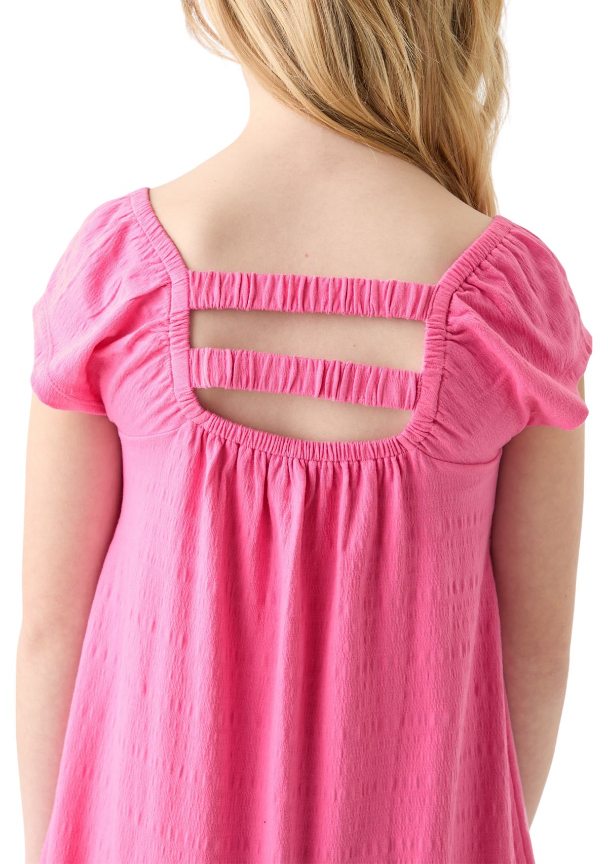 Girls 7-16 Smocked Crinkle Knit Dress