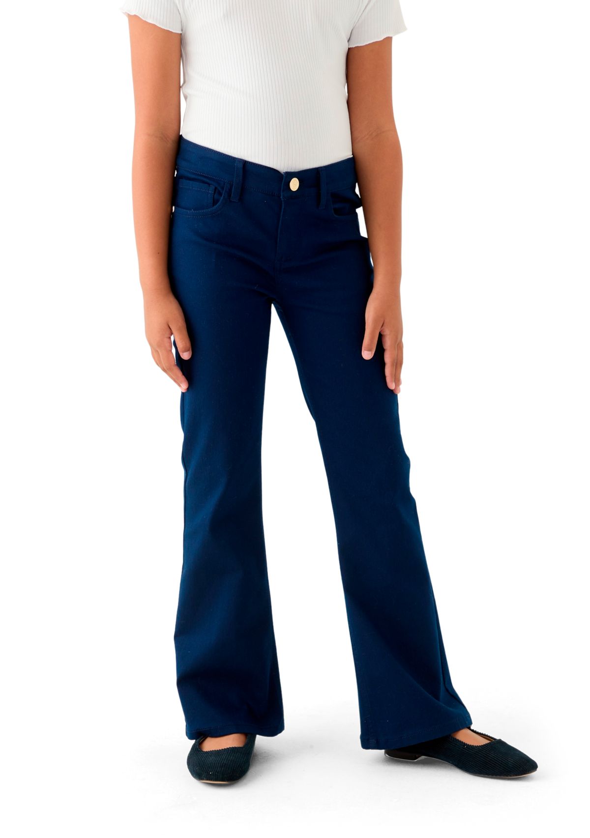 Girls 7-16 Stretch Twill 5 Pocket Flare Jeans
