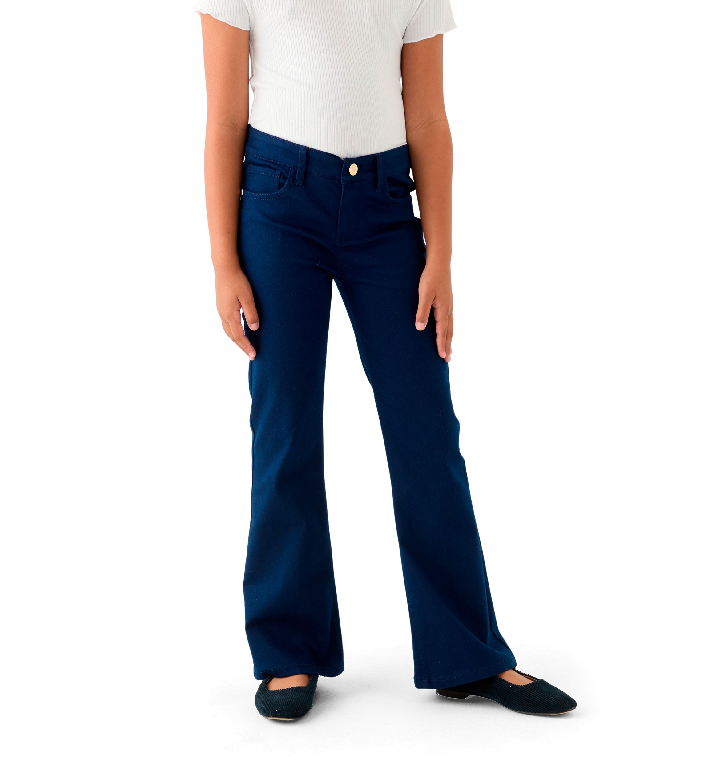 Girls 7-16 Stretch Twill 5 Pocket Flare Jeans