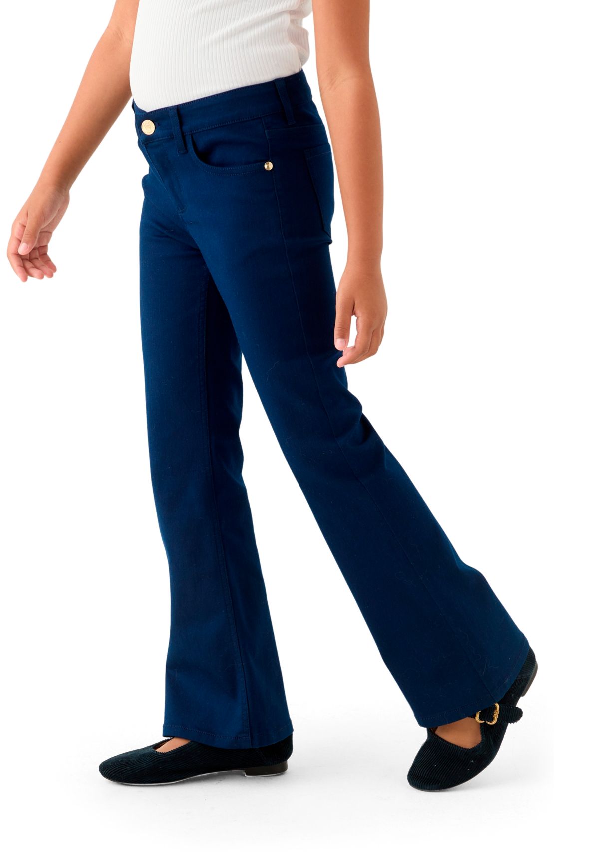 Girls 7-16 Stretch Twill 5 Pocket Flare Jeans