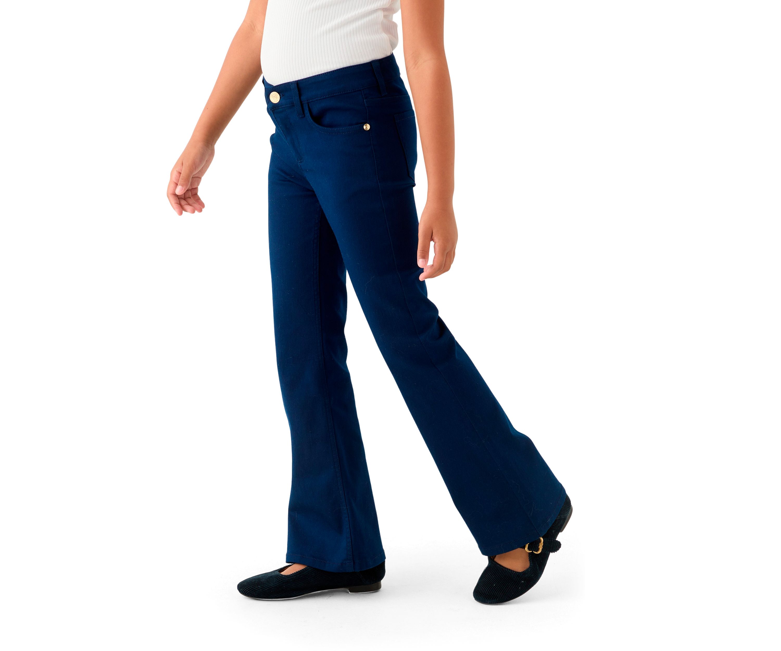 Girls 7-16 Stretch Twill 5 Pocket Flare Jeans