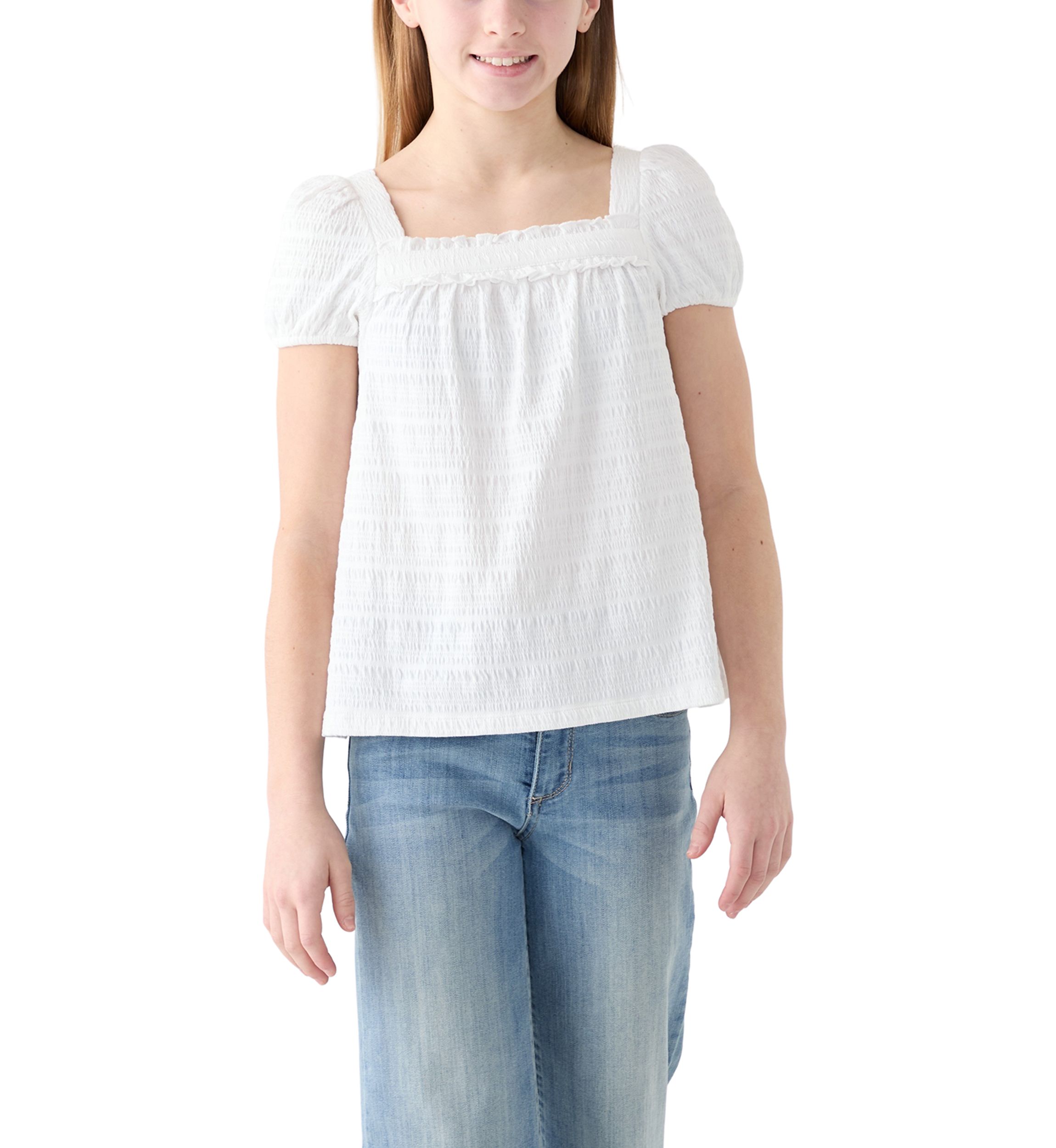 Girls 7-16 Puff Sleeve Knit Top