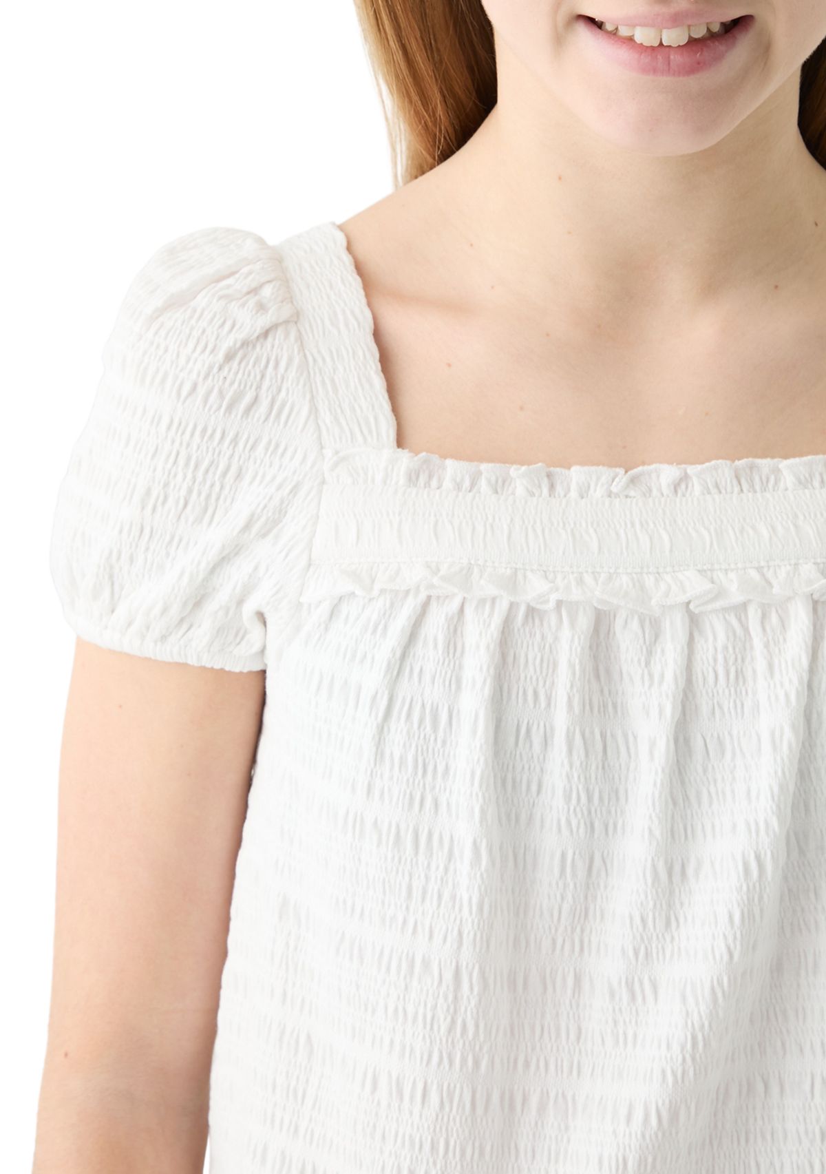 Girls 7-16 Puff Sleeve Knit Top