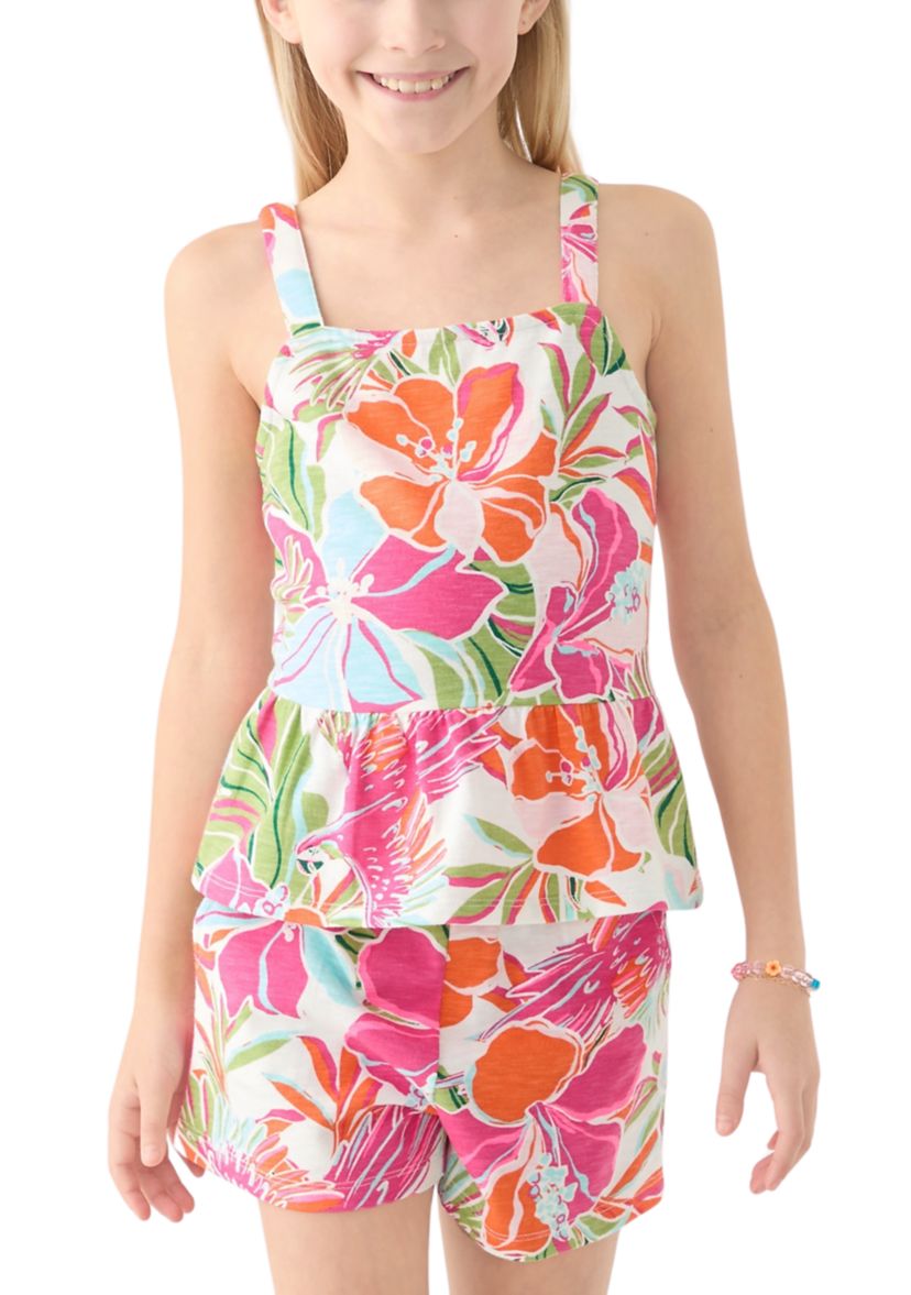 Girls 7-16 Peplum Knit Printed Tank Top
