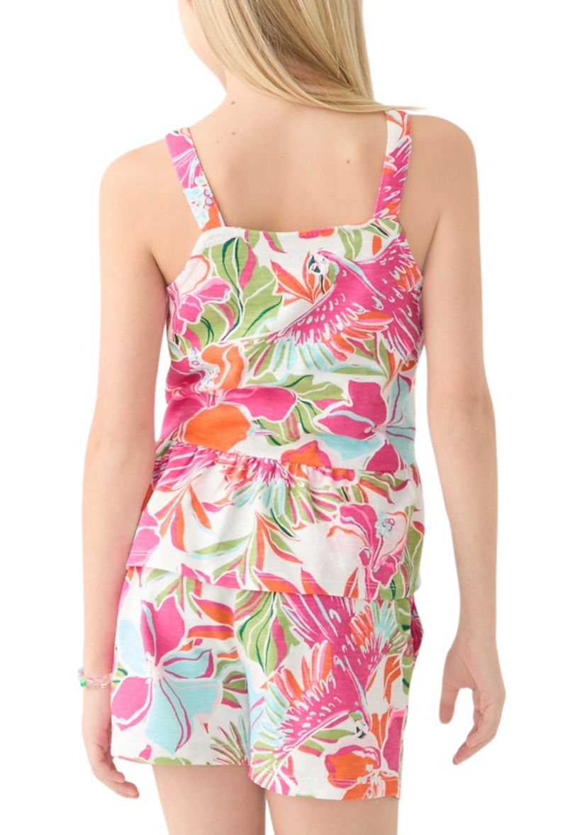 Girls 7-16 Peplum Knit Printed Tank Top
