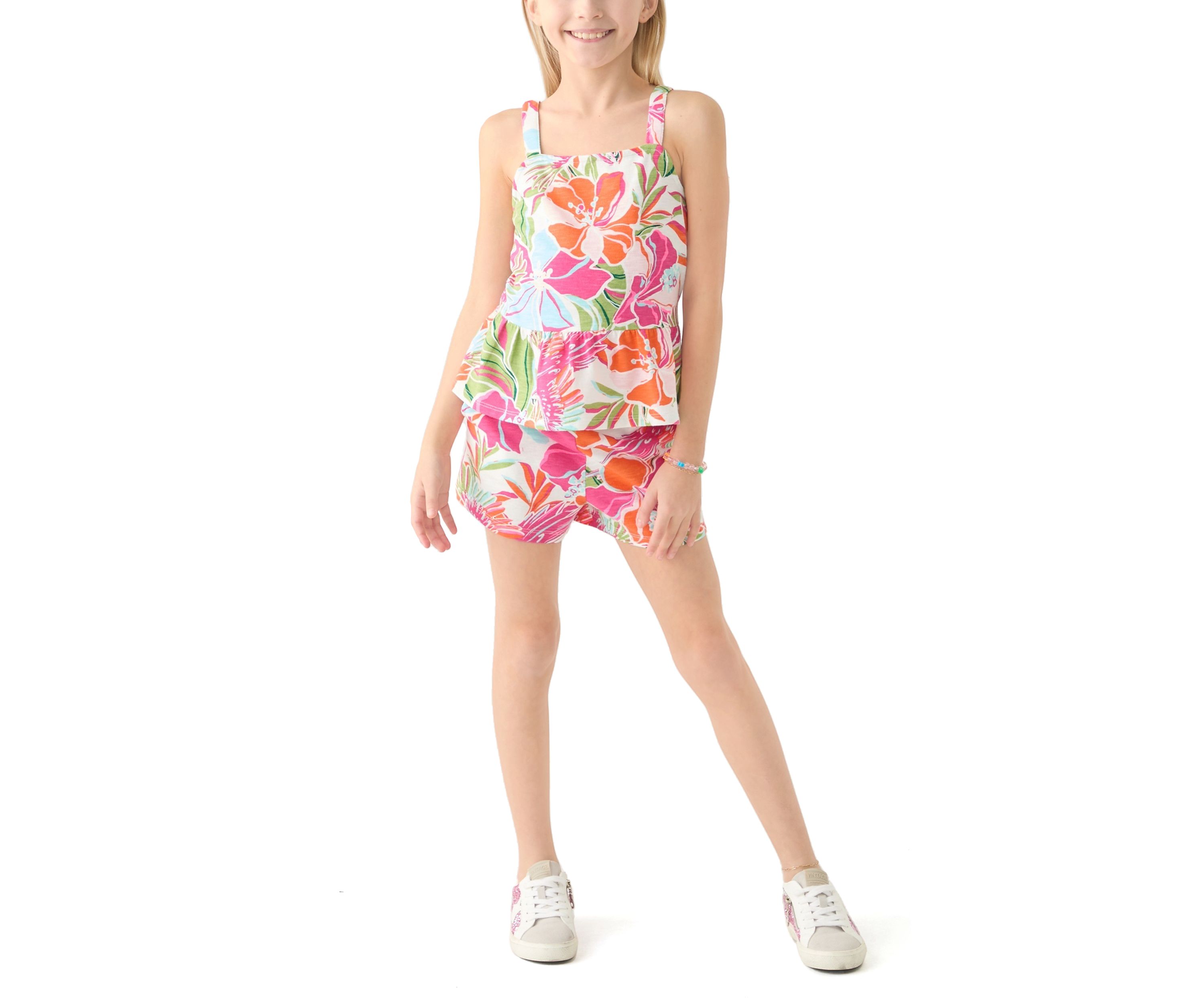 Girls 7-16 Peplum Knit Printed Tank Top