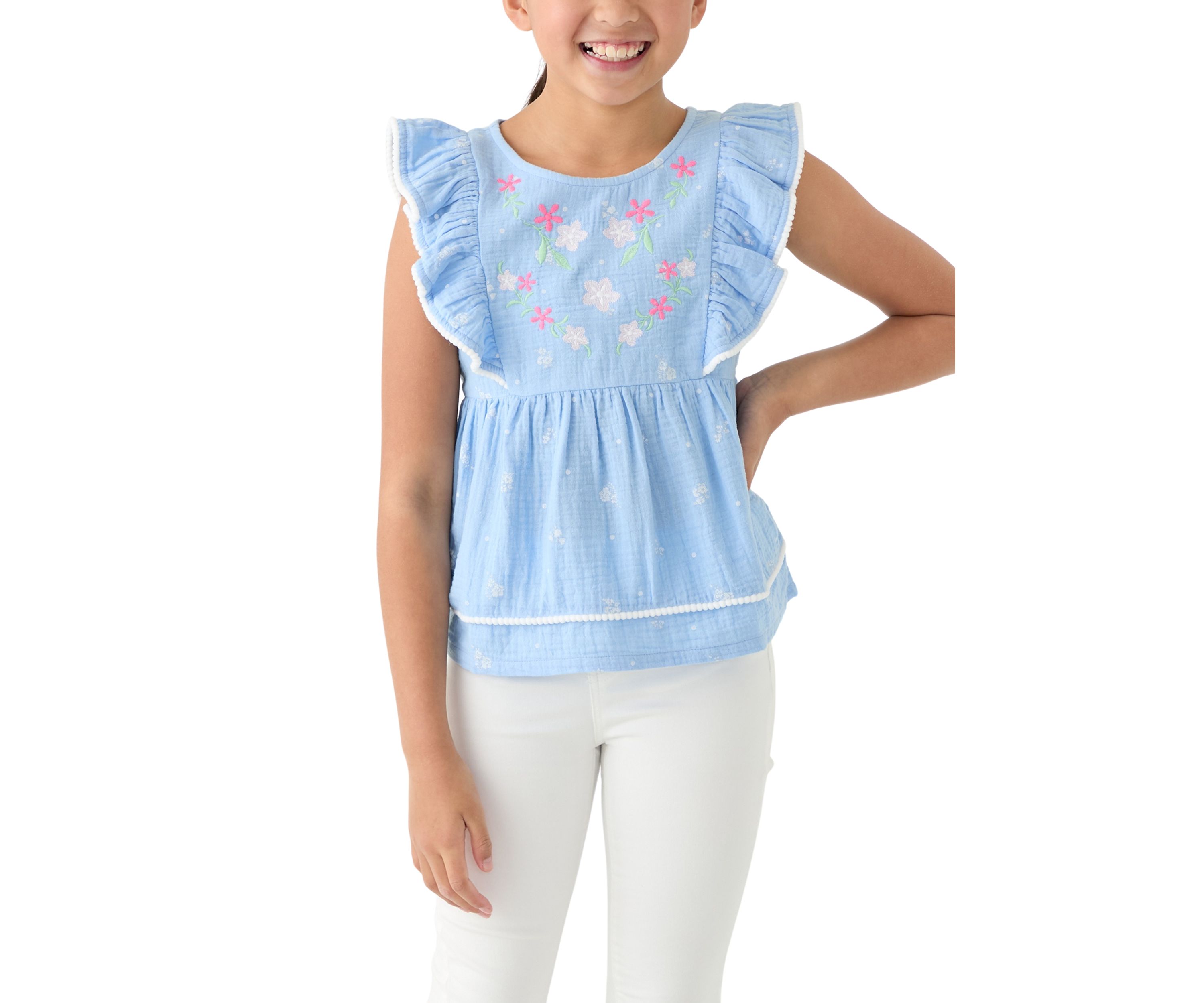 Girls 7-16 Embroidered Top