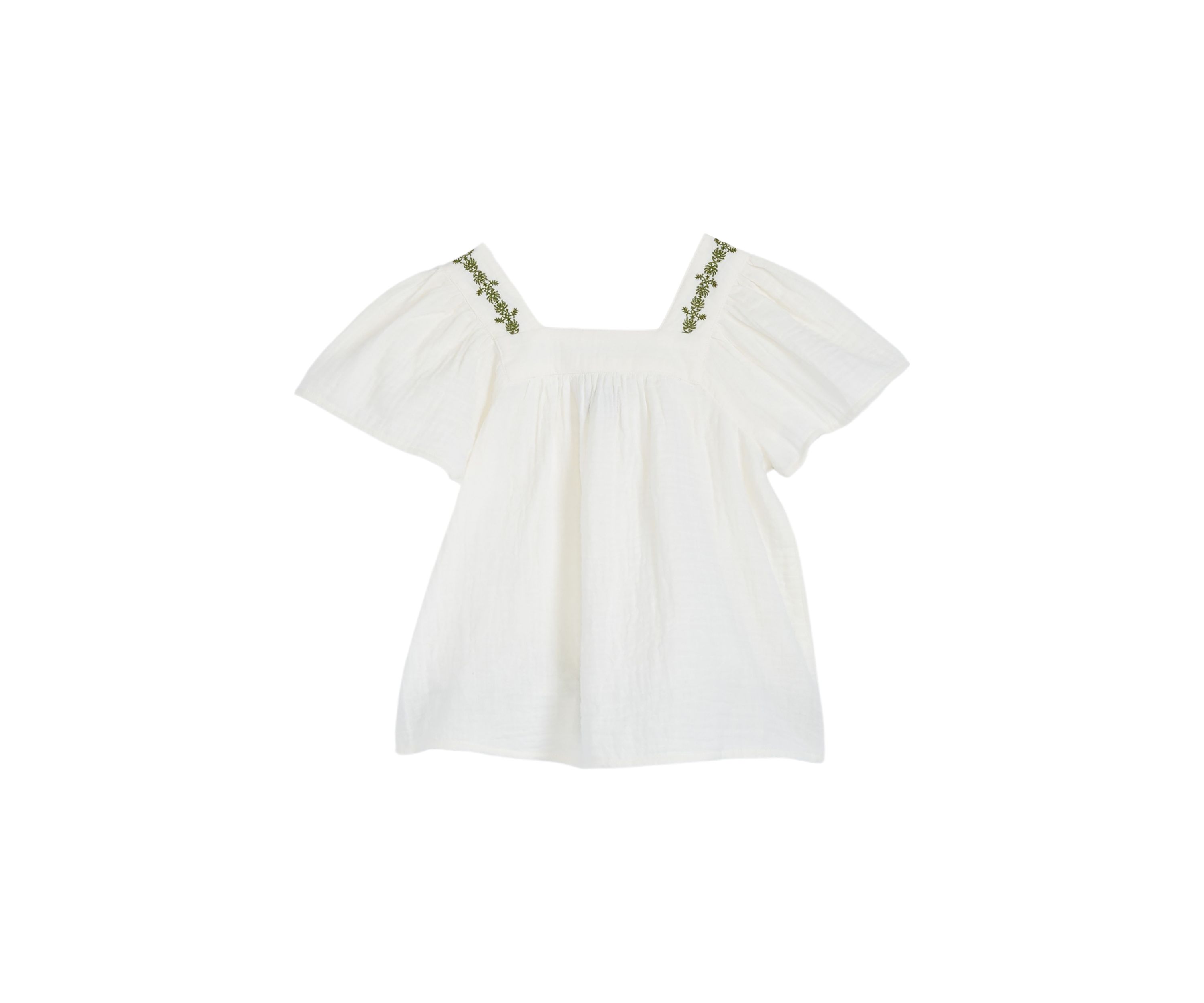 Girls 4-6x Short Sleeve Button Front Embroidered Top