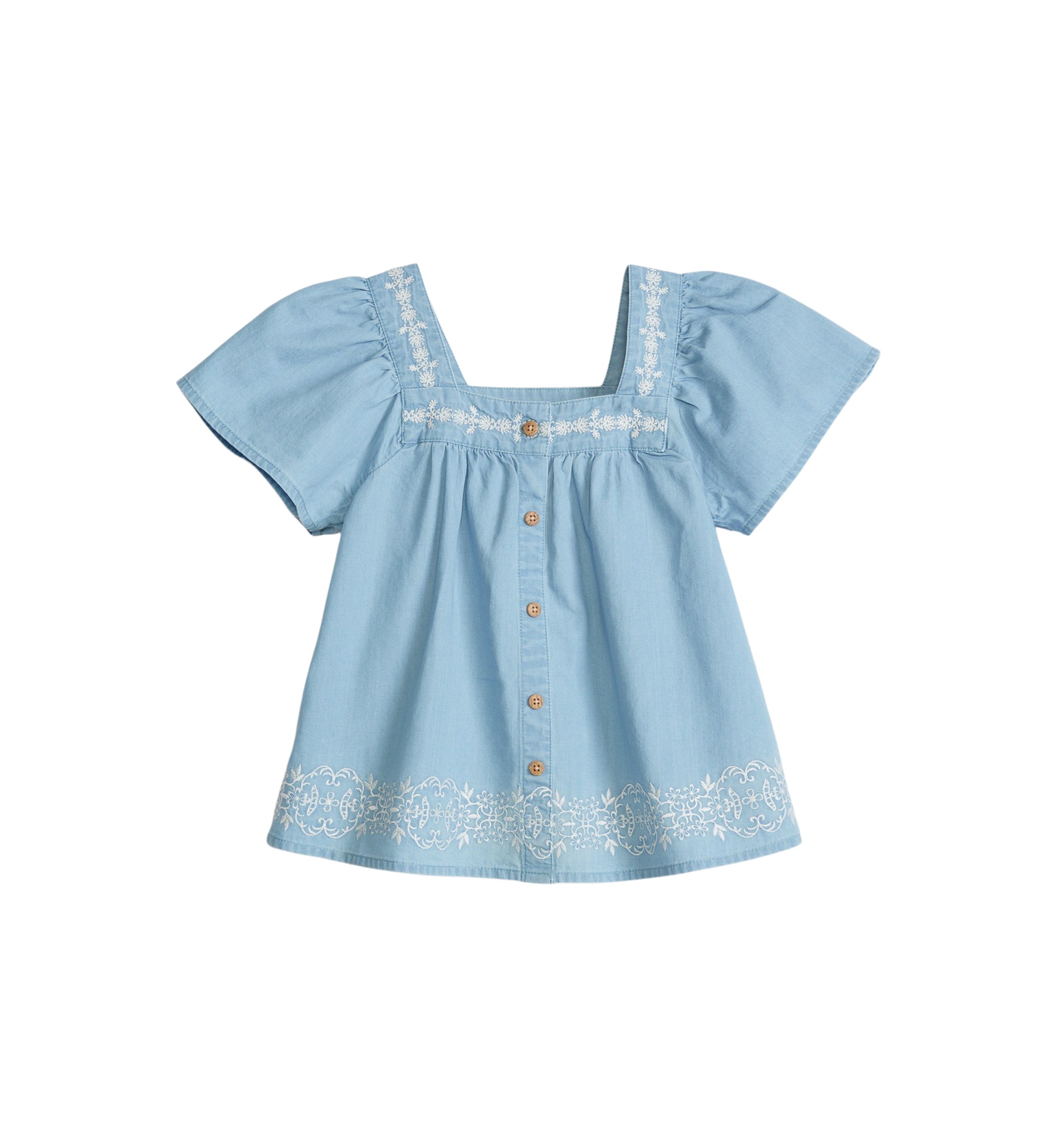 Girls 4-6x Embroidered Button Front Top