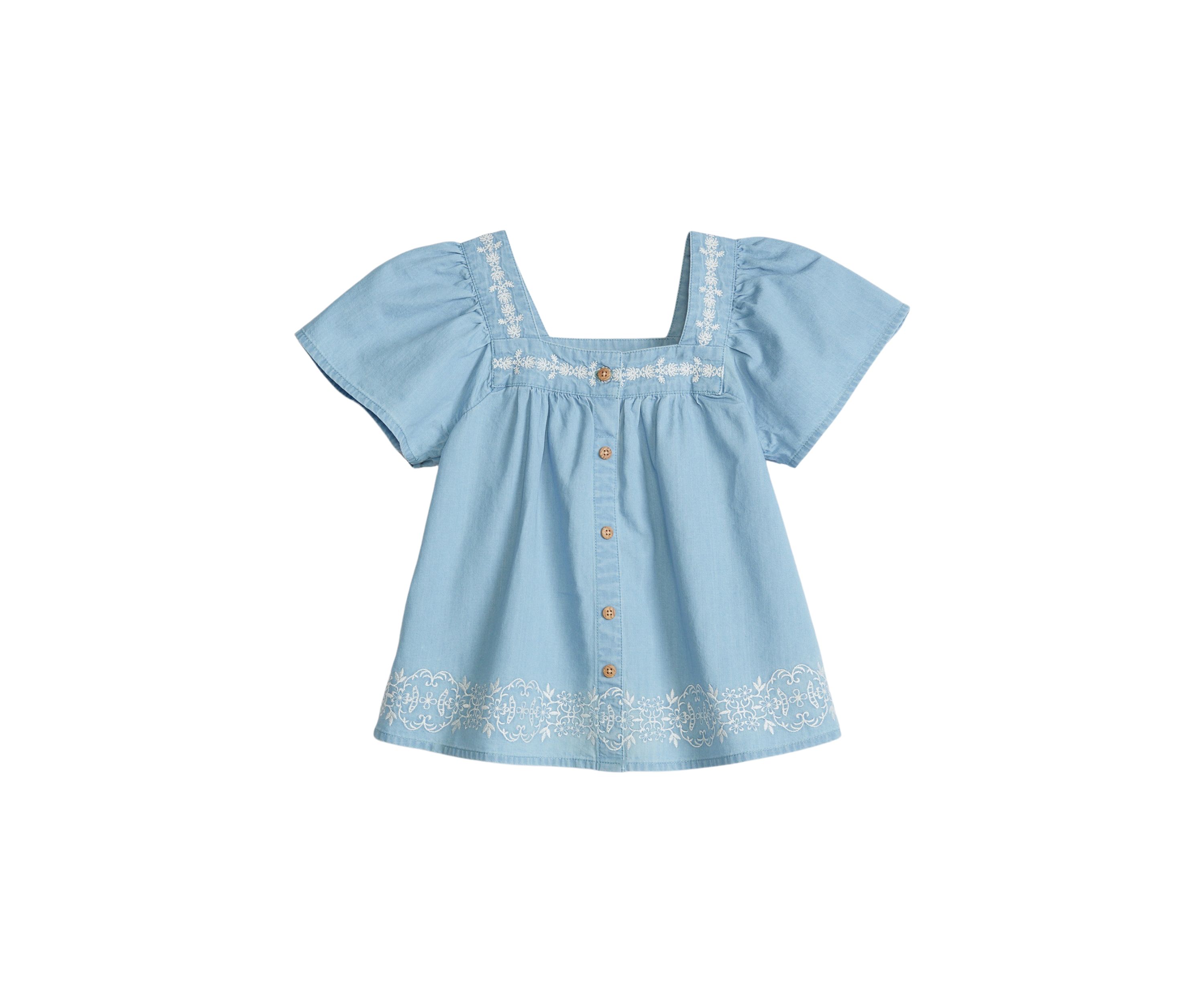 Girls 4-6x Embroidered Button Front Top