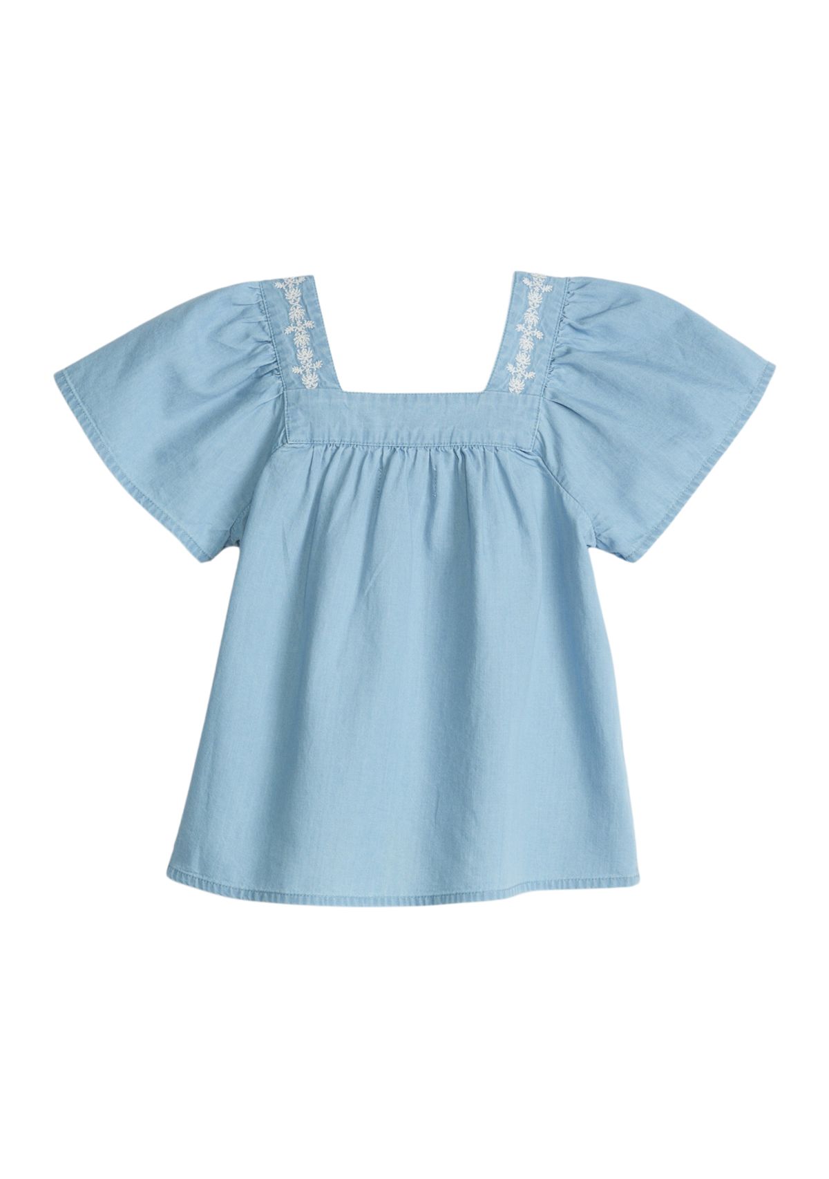 Girls 4-6x Embroidered Button Front Top
