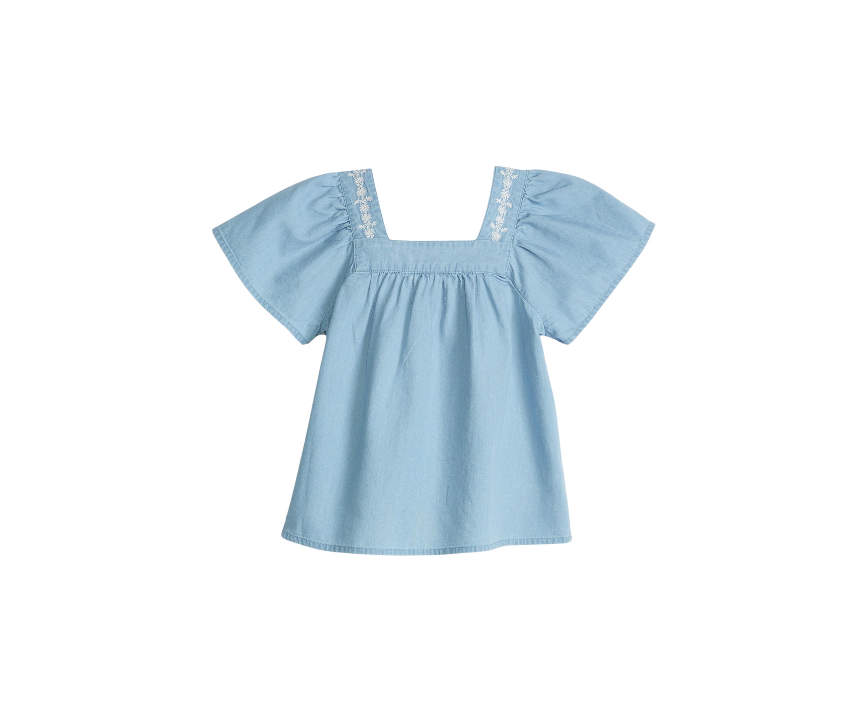 Girls 4-6x Embroidered Button Front Top