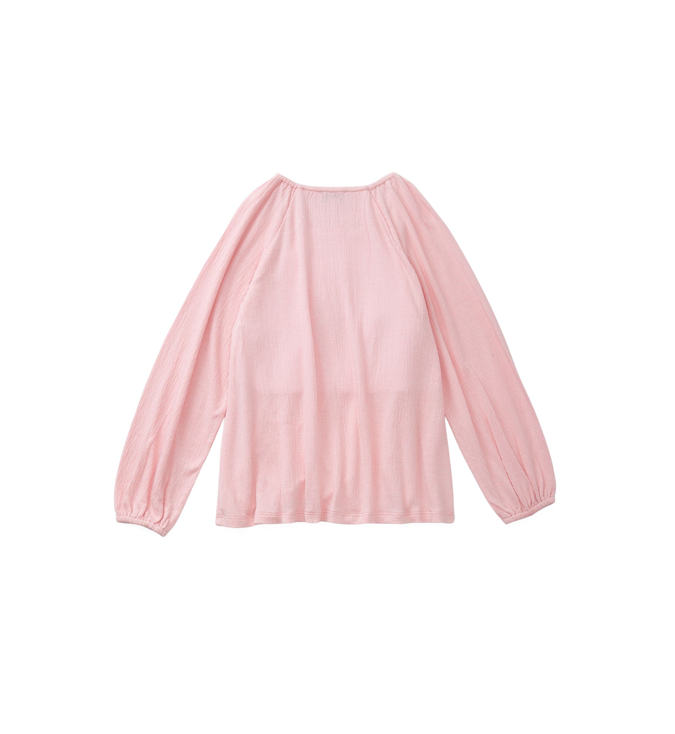 Girls 4-6x Long Sleeve Smocked Crinkle Knit Top