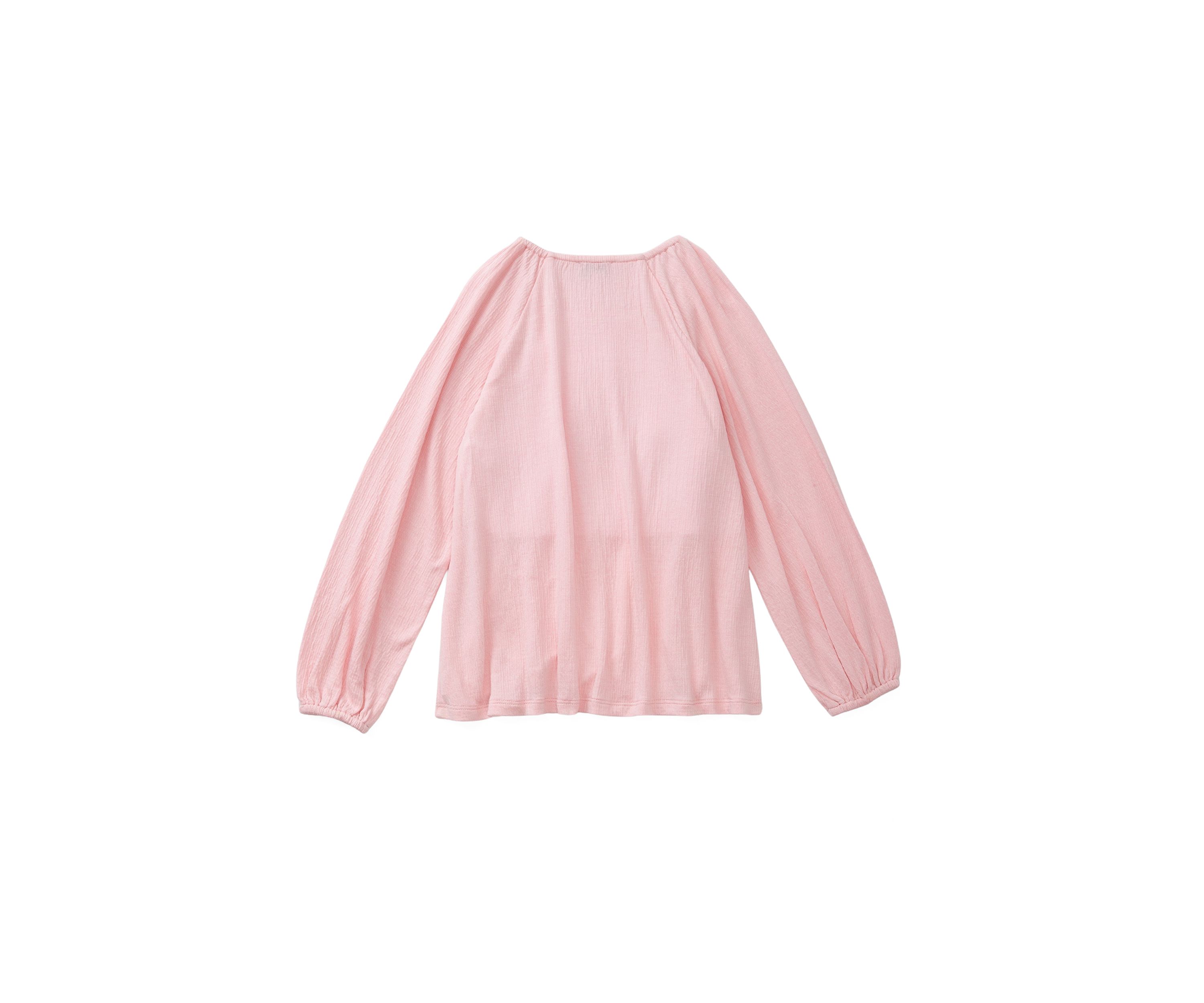 Girls 4-6x Long Sleeve Smocked Crinkle Knit Top