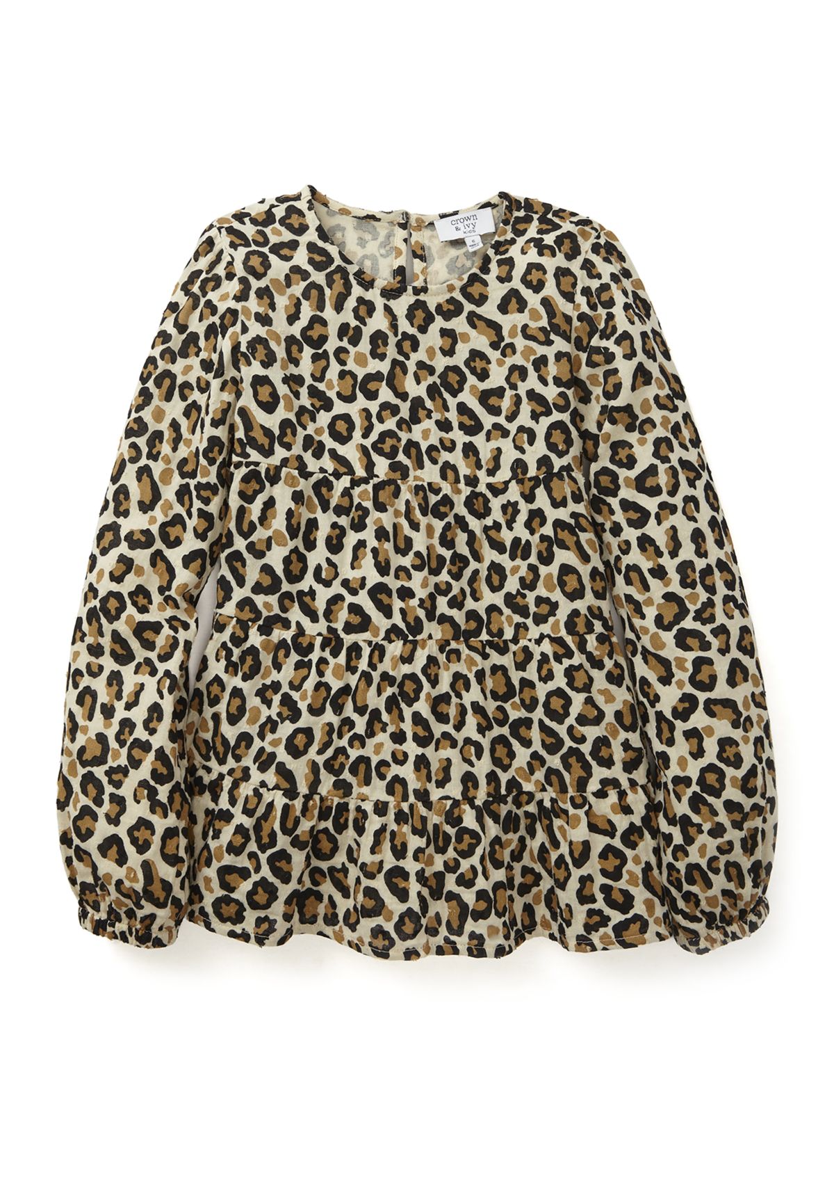 Girls 4-6x Long Sleeve Tiered Woven Printed Tunic Top
