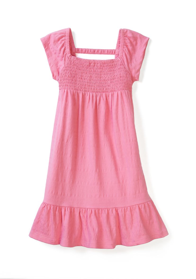 Girls 4-6x Smocked Crinkle Knit Dress