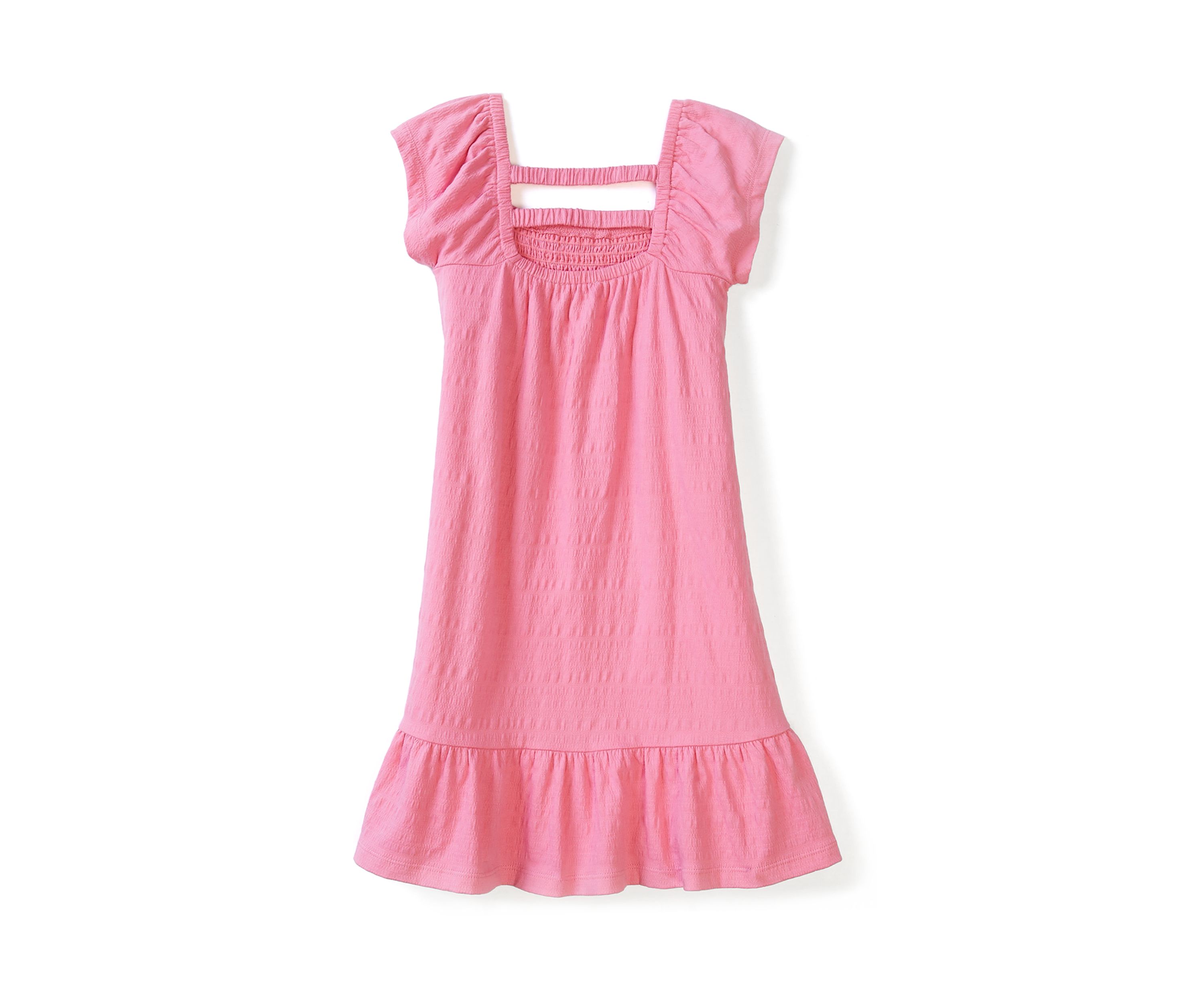 Girls 4-6x Smocked Crinkle Knit Dress