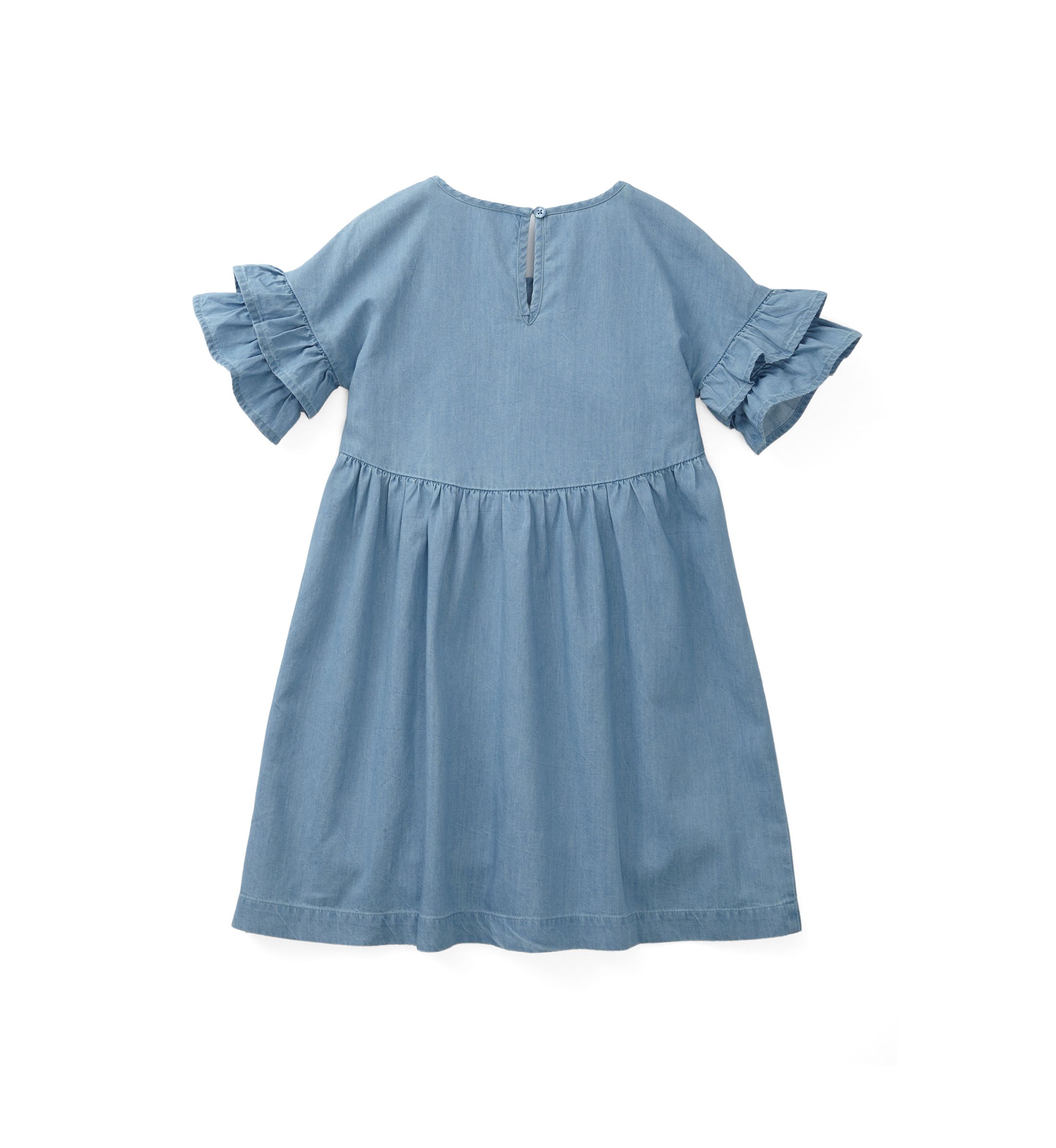 Girls 4-6x Chambray Ruffle Sleeve Dress