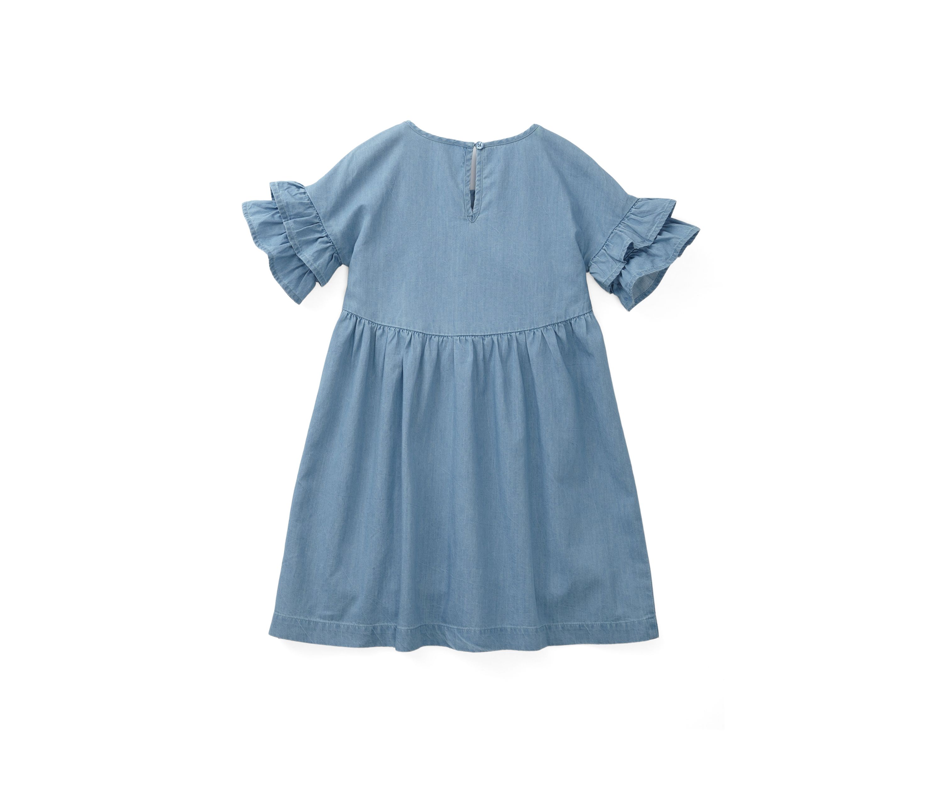 Girls 4-6x Chambray Ruffle Sleeve Dress