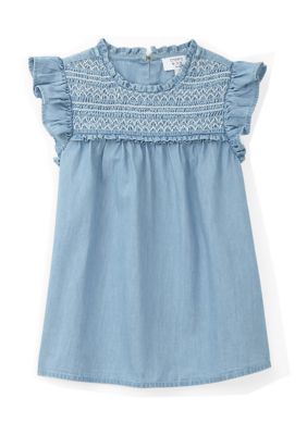 Crown & Ivy Girls 4-6x High Neck Ruffle Top, Blue, 5