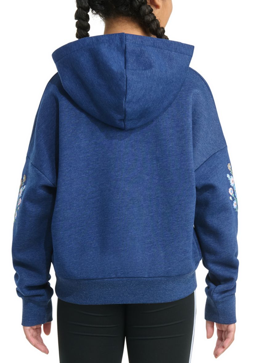 Girls 7-16 Long Sleeve Heather Multi Graphic Fleece Pullover Hoodie