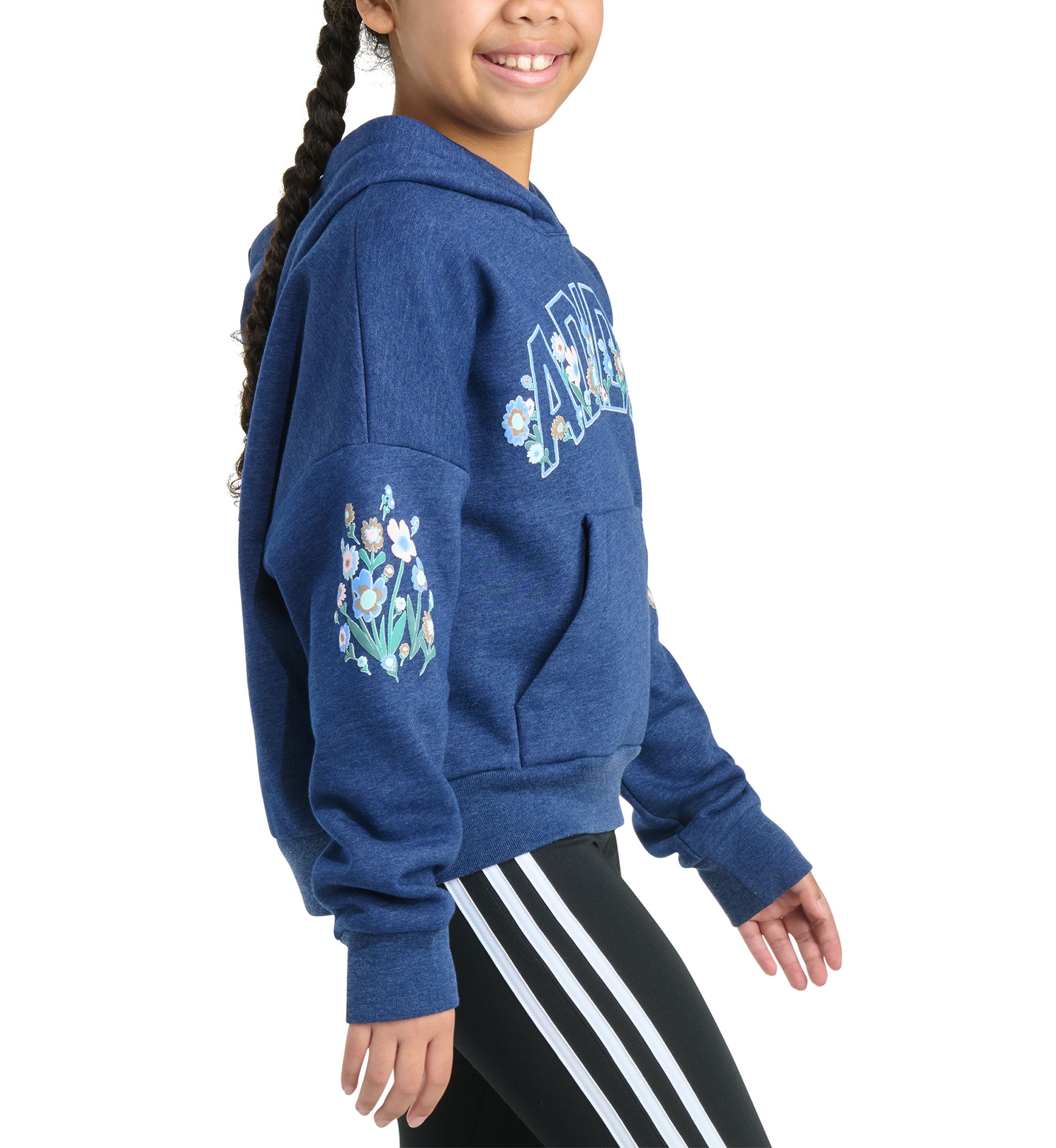 Girls 7-16 Long Sleeve Heather Multi Graphic Fleece Pullover Hoodie