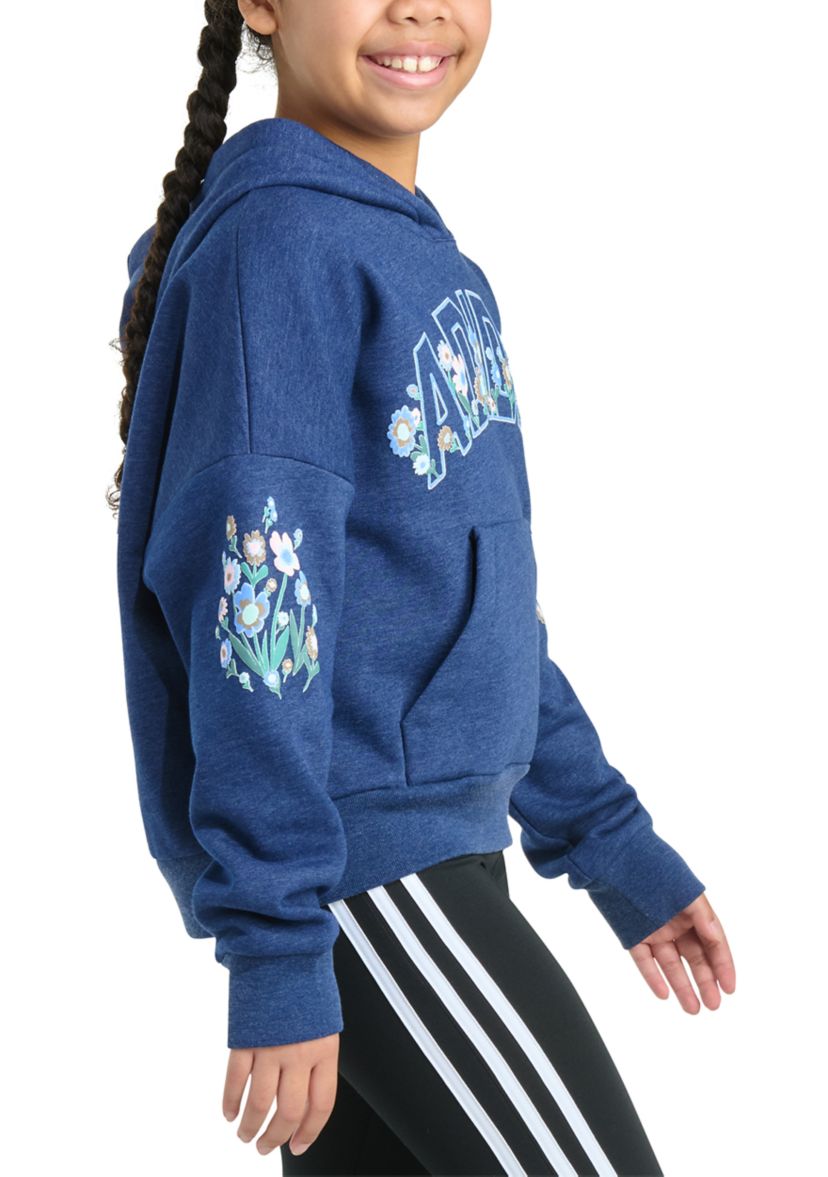 Girls 7-16 Long Sleeve Heather Multi Graphic Fleece Pullover Hoodie