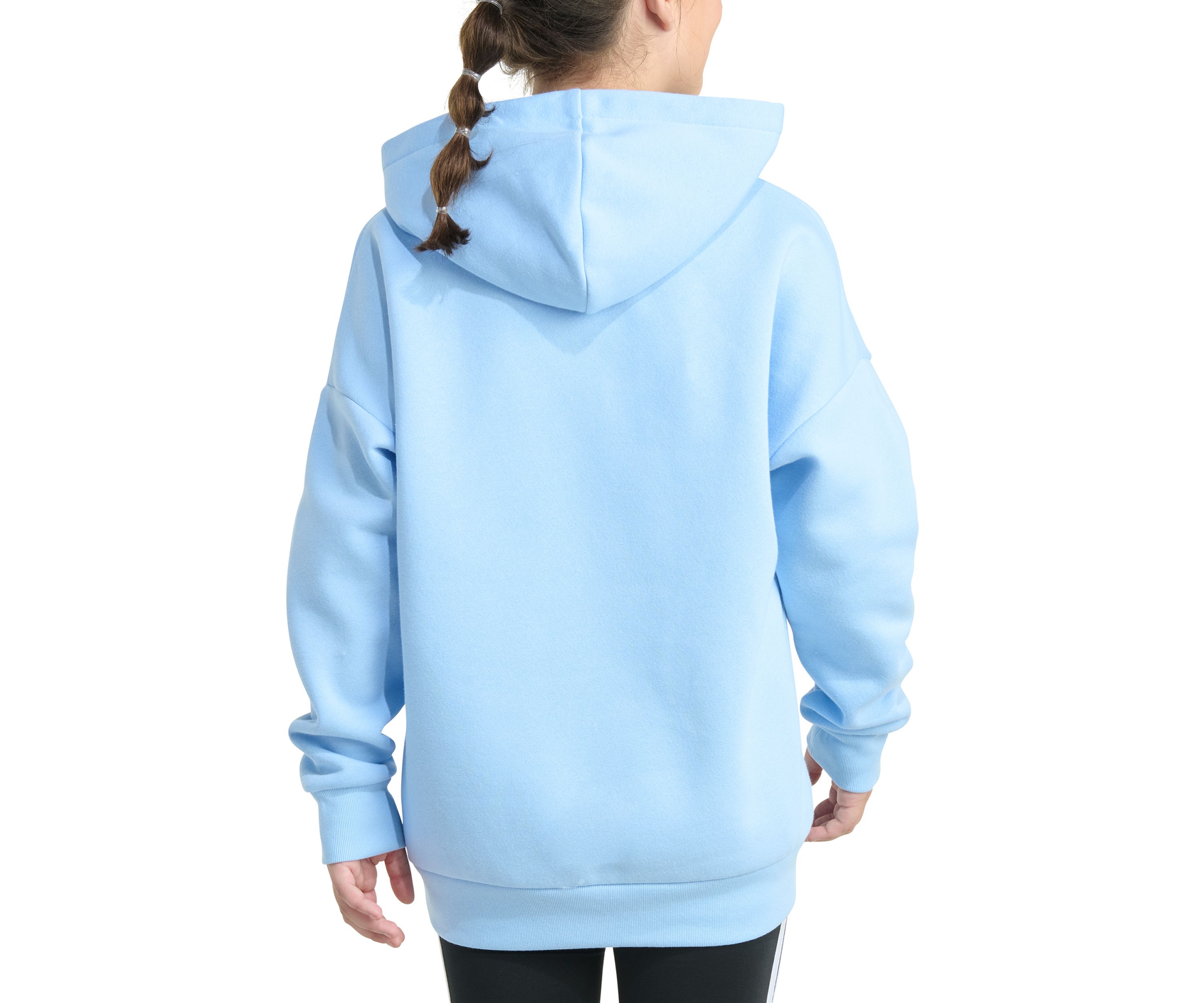 Girls 7-16 Long Sleeve Embroidered Linear Fleece Pullover Hoodie
