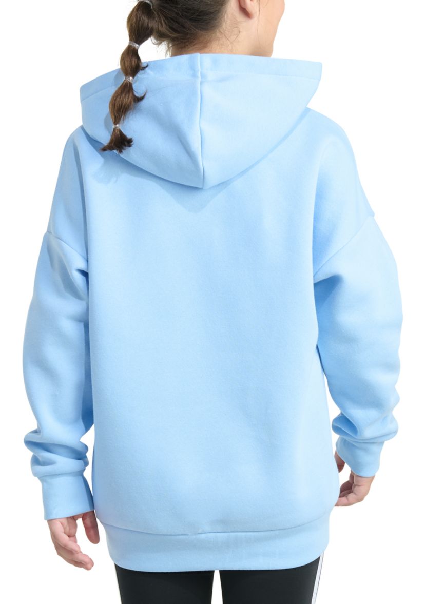 Girls 7-16 Long Sleeve Embroidered Linear Fleece Pullover Hoodie