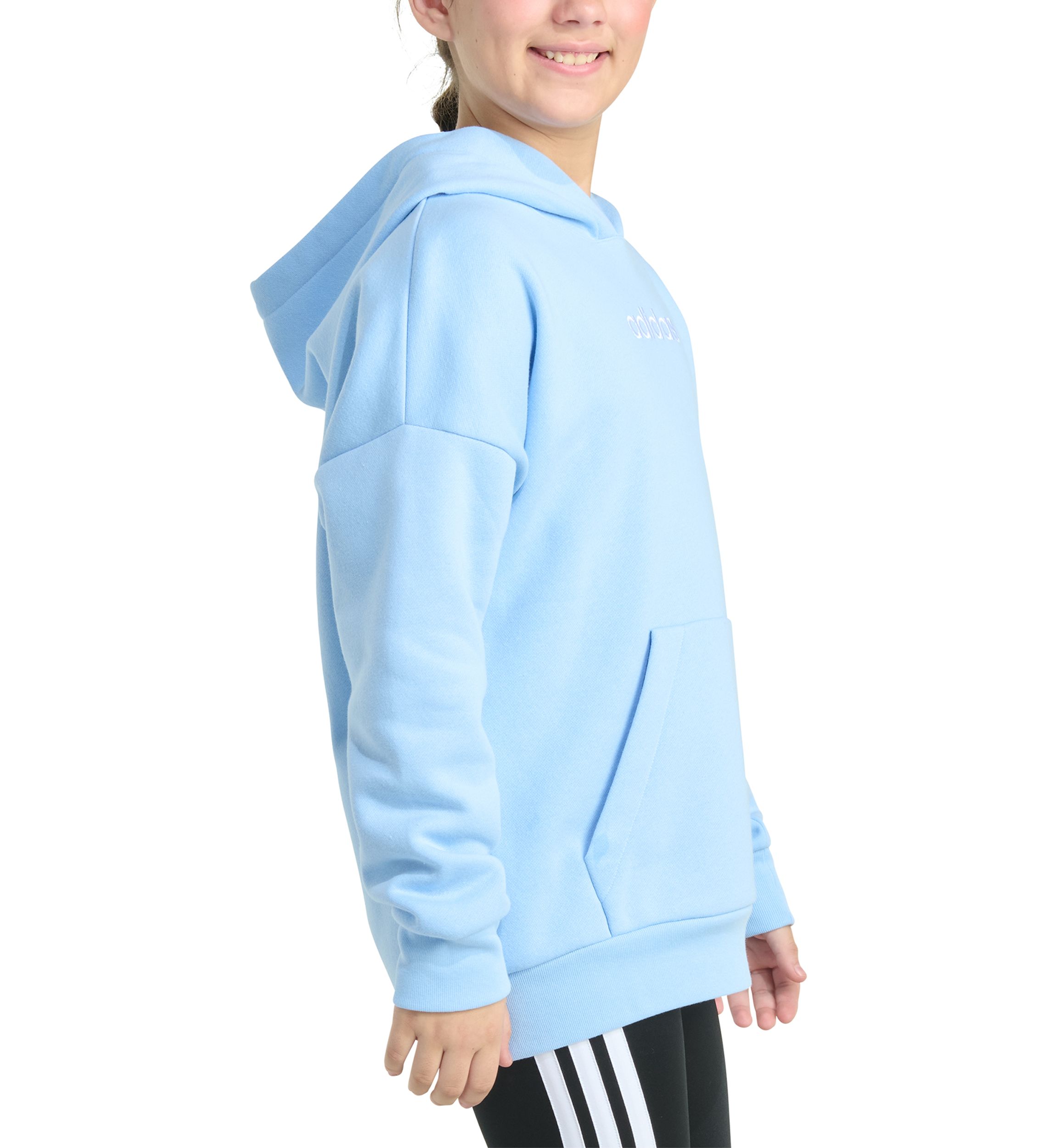 Girls 7-16 Long Sleeve Embroidered Linear Fleece Pullover Hoodie