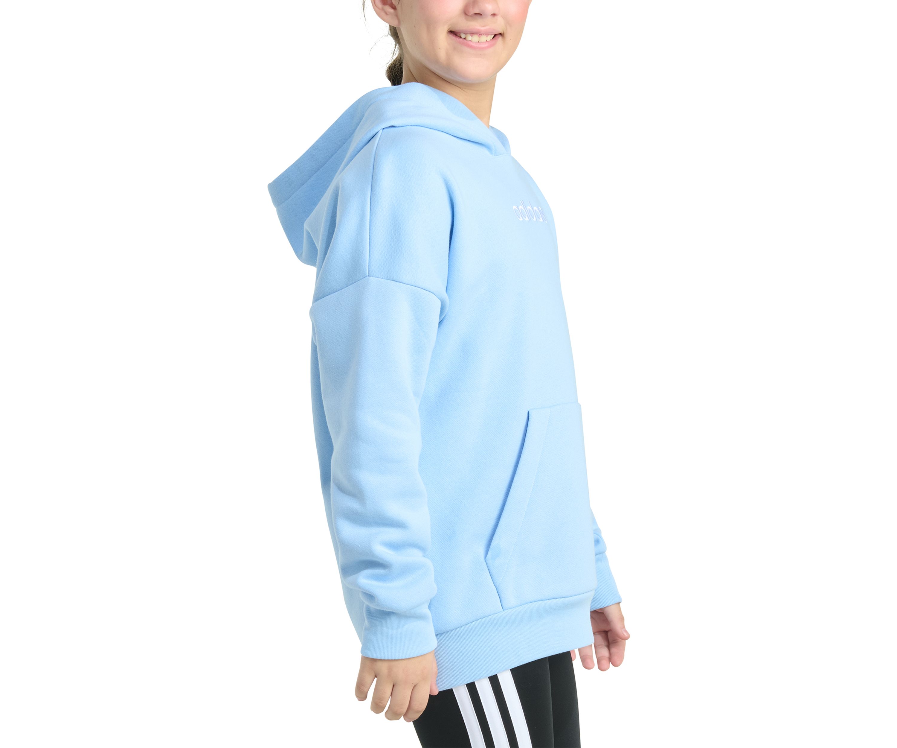 Girls 7-16 Long Sleeve Embroidered Linear Fleece Pullover Hoodie