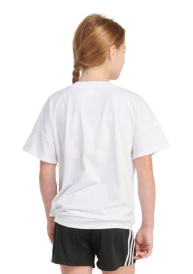 Girls 7-16 Short Sleeve Loose Fit Tie Front Graphic T-Shirt