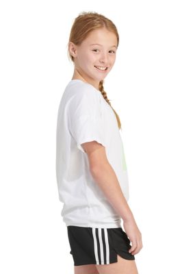 Girls 7-16 Short Sleeve Loose Fit Tie Front Graphic T-Shirt