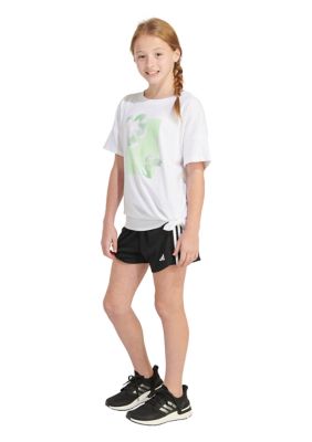 Girls 7-16 Short Sleeve Loose Fit Tie Front Graphic T-Shirt