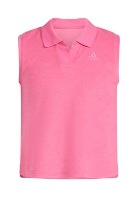 Girls 7-16 Sleeveless Terry Cloth Polo Tank Top