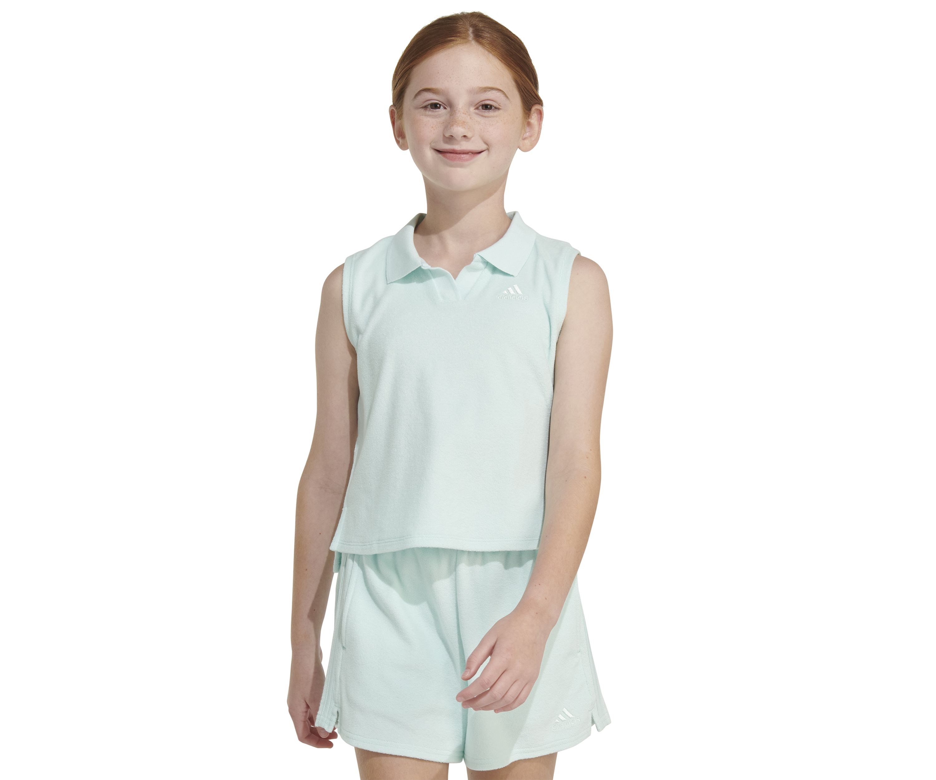 Girls 7-16 Sleeveless Terry Cloth Polo Tank Top