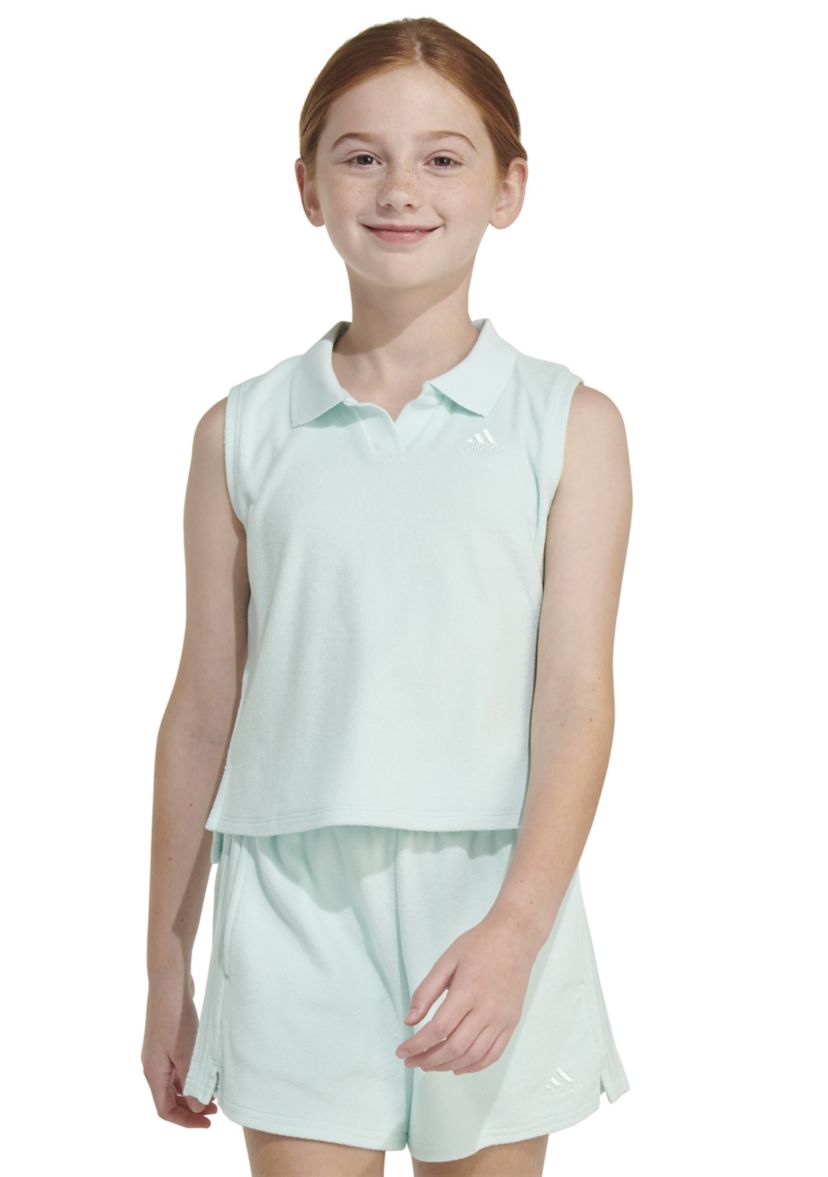 Girls 7-16 Sleeveless Terry Cloth Polo Tank Top