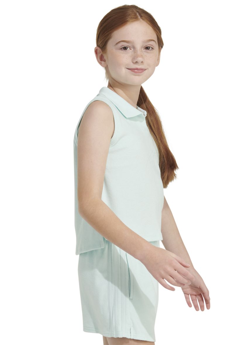 Girls 7-16 Sleeveless Terry Cloth Polo Tank Top