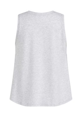 Girls 7-16 Sleeveless Waist Length Graphic Heather Tank Top