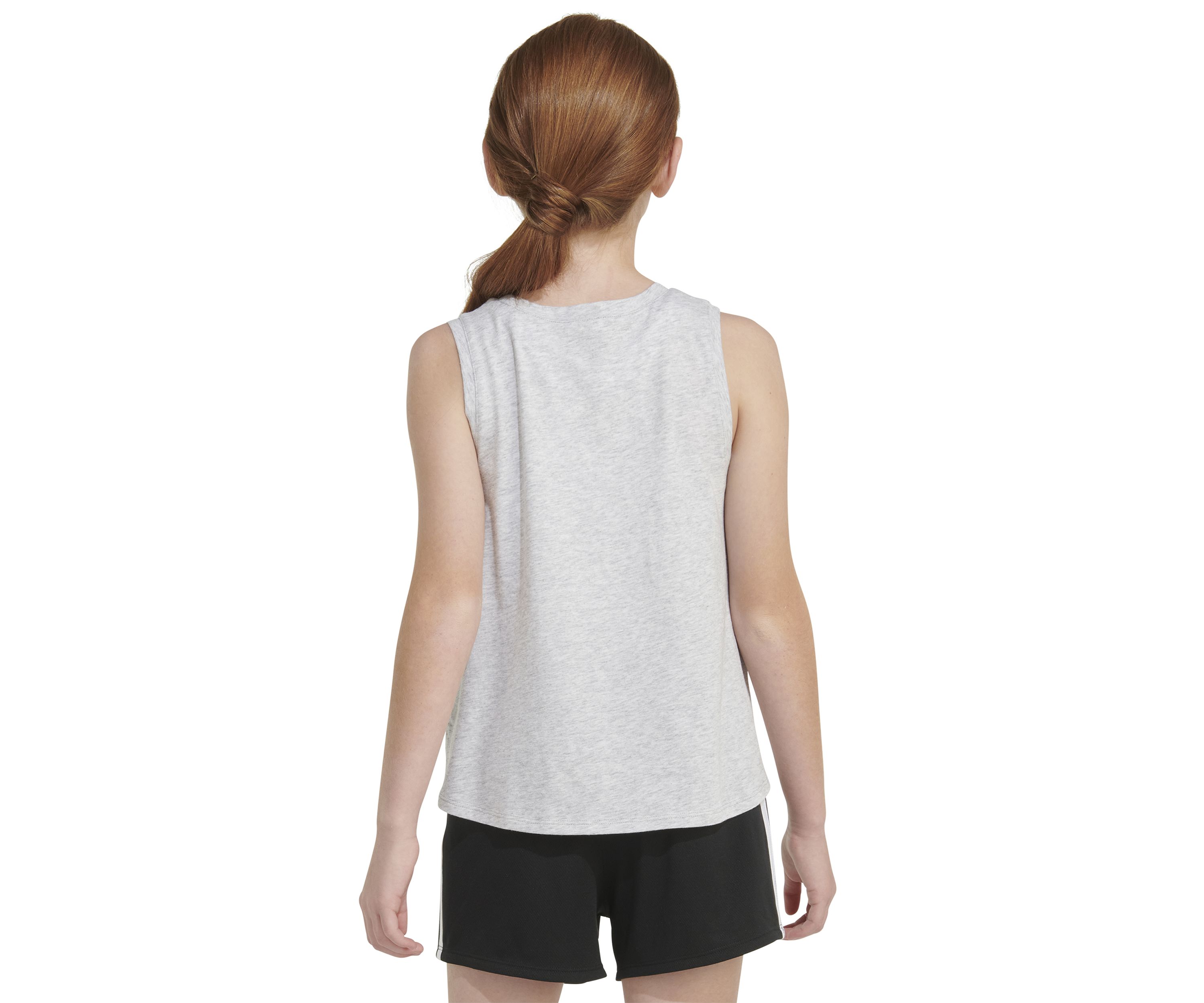 Girls 7-16 Sleeveless Waist Length Graphic Heather Tank Top