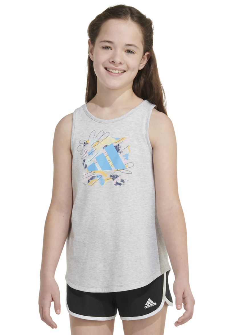 Girls 7-16 Sleeveless Curved Hem Heather Tank Top
