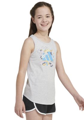 Girls 7-16 Sleeveless Curved Hem Heather Tank Top