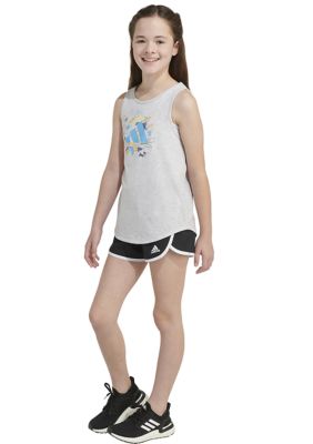 Girls 7-16 Sleeveless Curved Hem Heather Tank Top