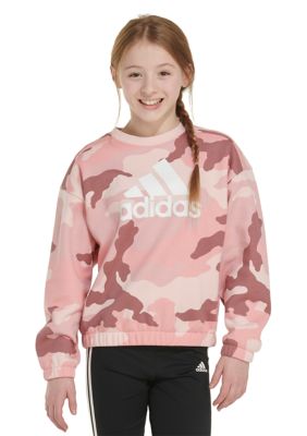 Girls 7-16 Long Sleeve Printed Crew Neck Pullover Sweatshirt