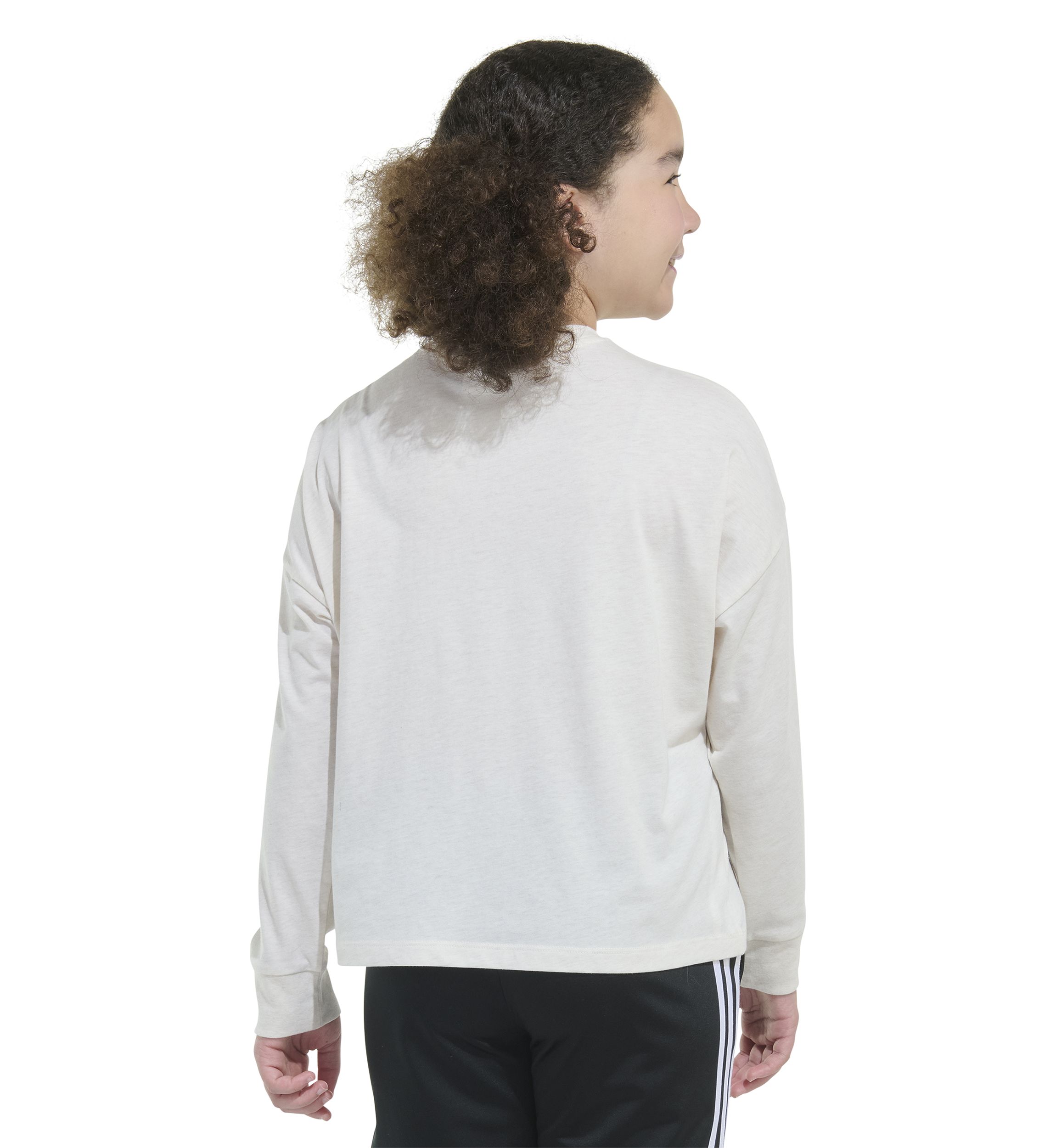 Girls 7-16 Long Sleeve Waist Crew Neck Heather T-Shirt