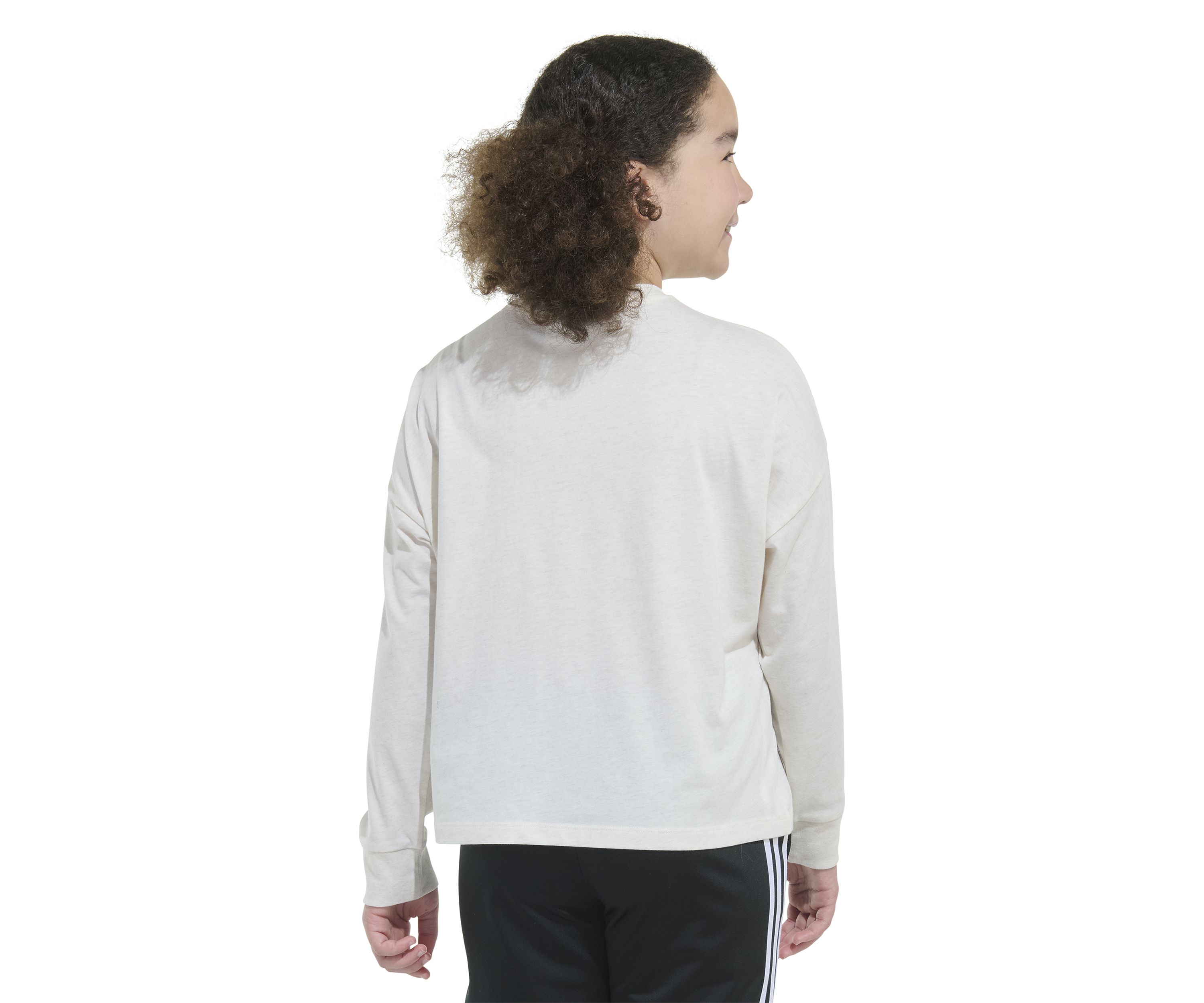 Girls 7-16 Long Sleeve Waist Crew Neck Heather T-Shirt